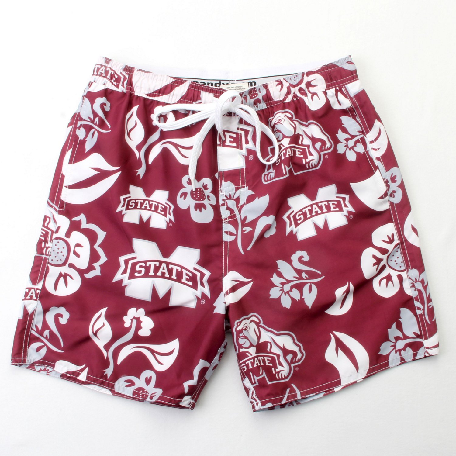 Wes and Willy Men's Mississippi State University Floral Swim Trunks  - view number 3