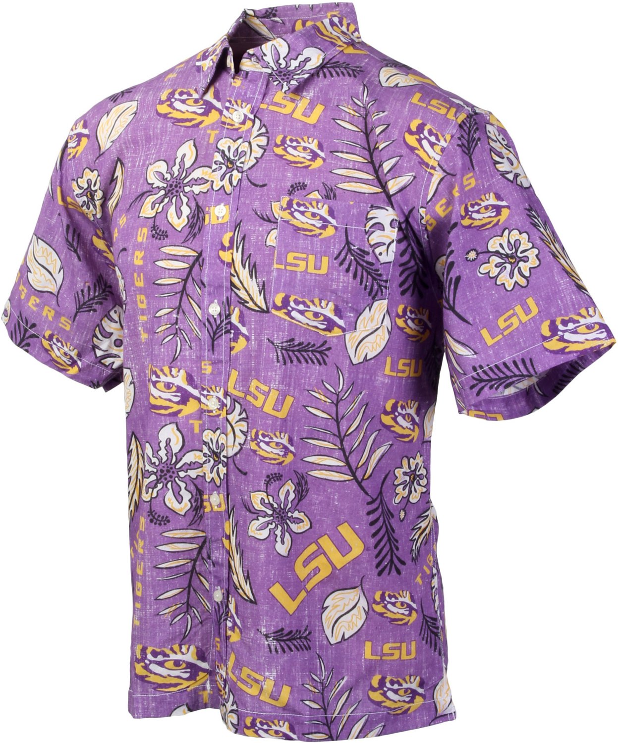 Wes and Willy Men's Louisiana State University Vintage Floral Button Down Shirt