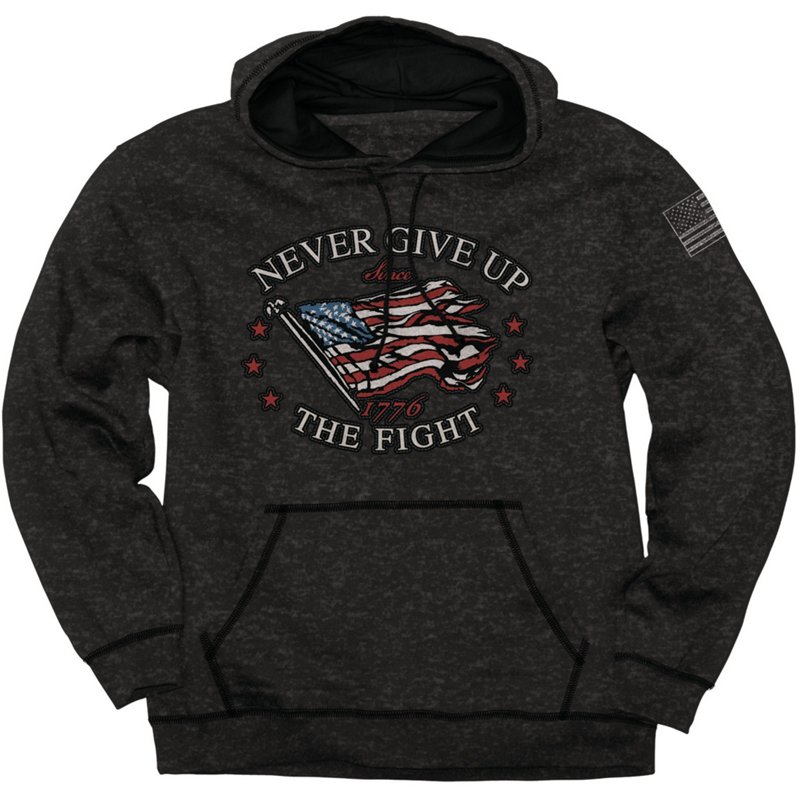 Buck Wear Men's Never Give Up Hoodie Sweatshirt Black Heather, Medium - Men's Outdoor Graphic Tees at Academy Sports product image
