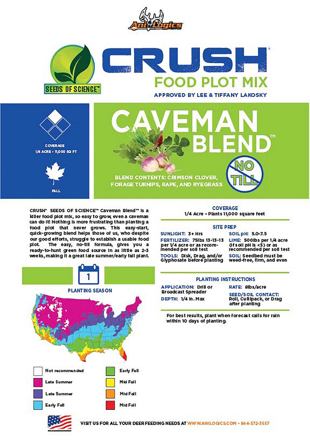 AniLogics Crush Caveman Crush Blend Deer Food Plot Brassica Seed Blend