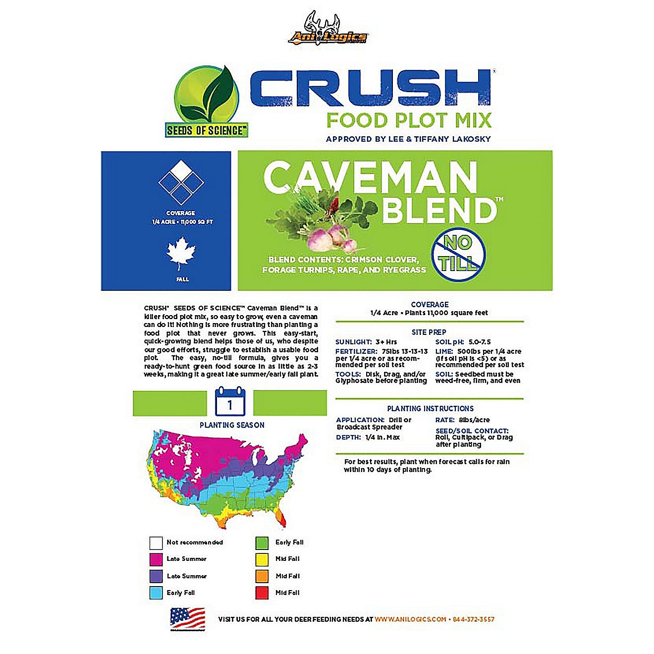 Ani-Logics Crush Caveman Crush Blend Deer Food Plot Brassica Seed Blend 3.5 lb Bag                                               - view number 2