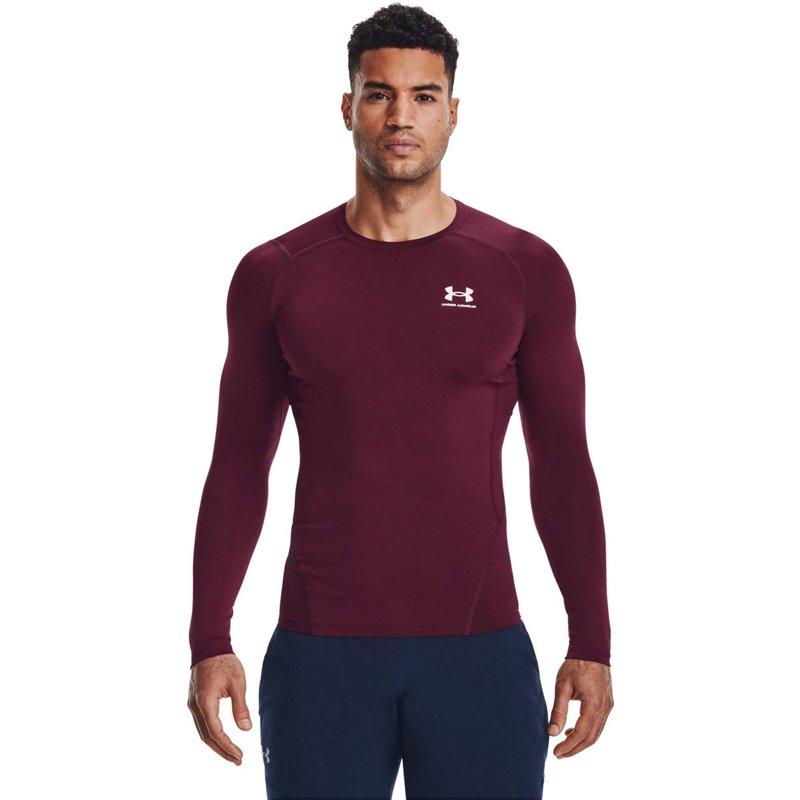 Under Armour Men's HeatGear Armour Comp Long Sleeve Top Maroon, X-Small - Men's Athletic Performance Tops at Academy Sports