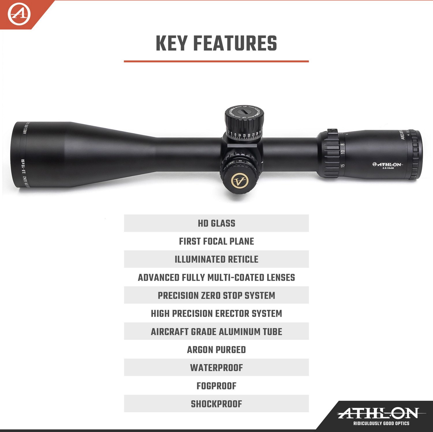 Athlon Optics Ares 15-45x65 UHD Straight Angle Scope | Academy