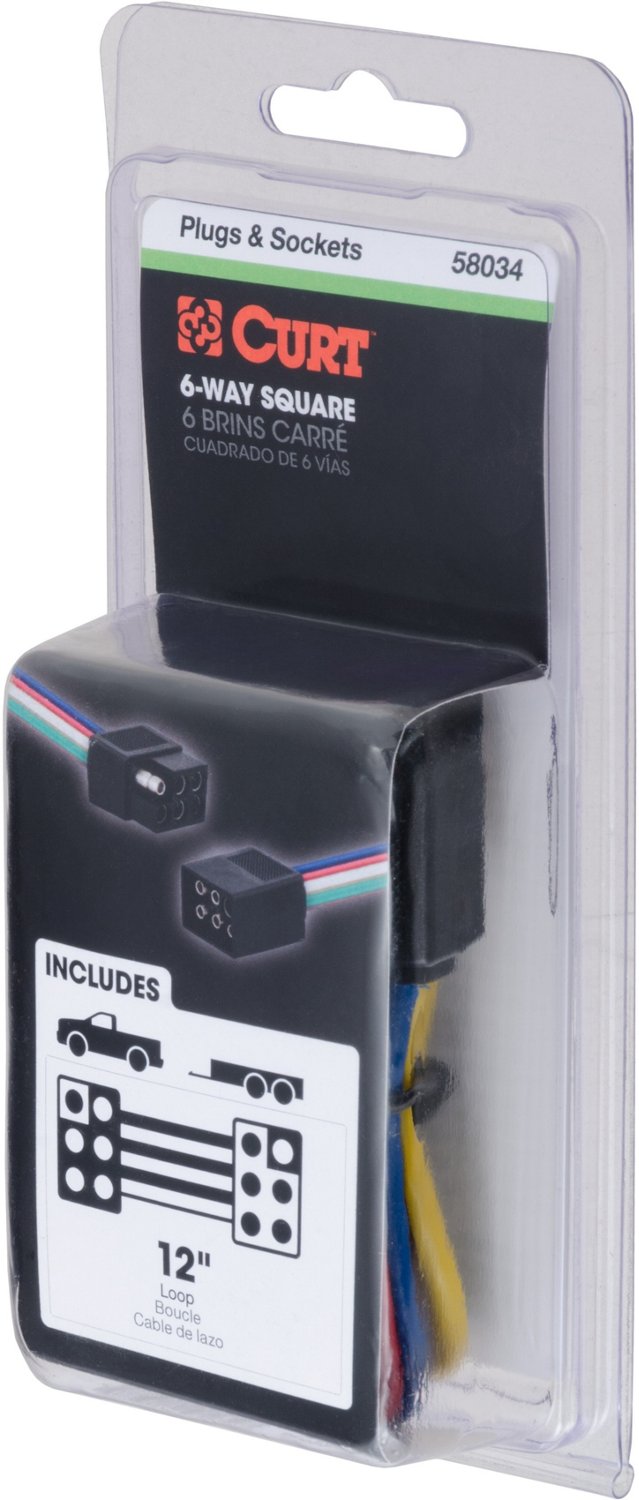 CURT 6-Way Square Connector Plug and Socket with 12 in Wires                                                                     - view number 4
