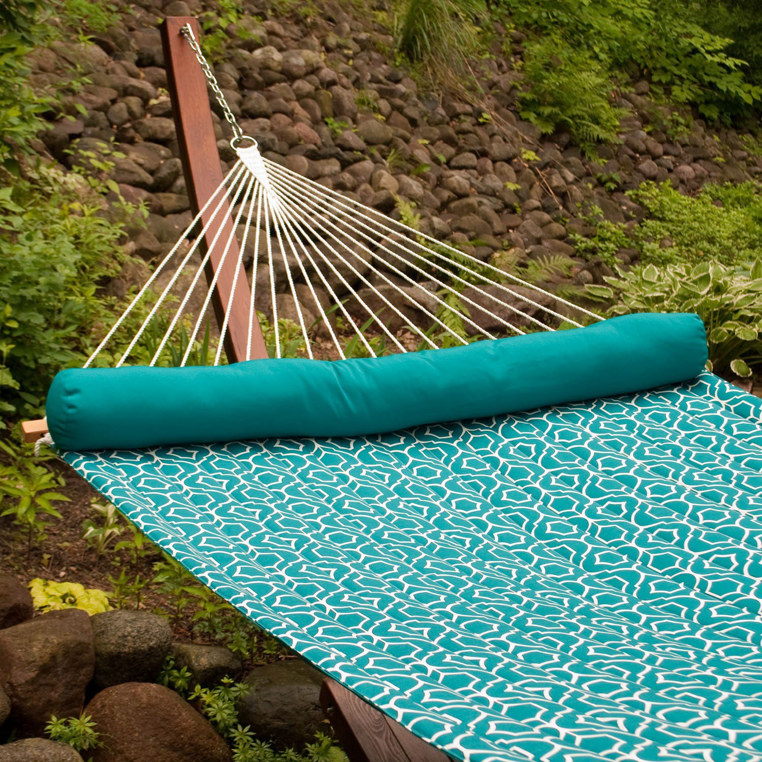 Algoma 12-Foot Wood Arc Frame with Quilted Hammock and Pillow                                                                    - view number 2