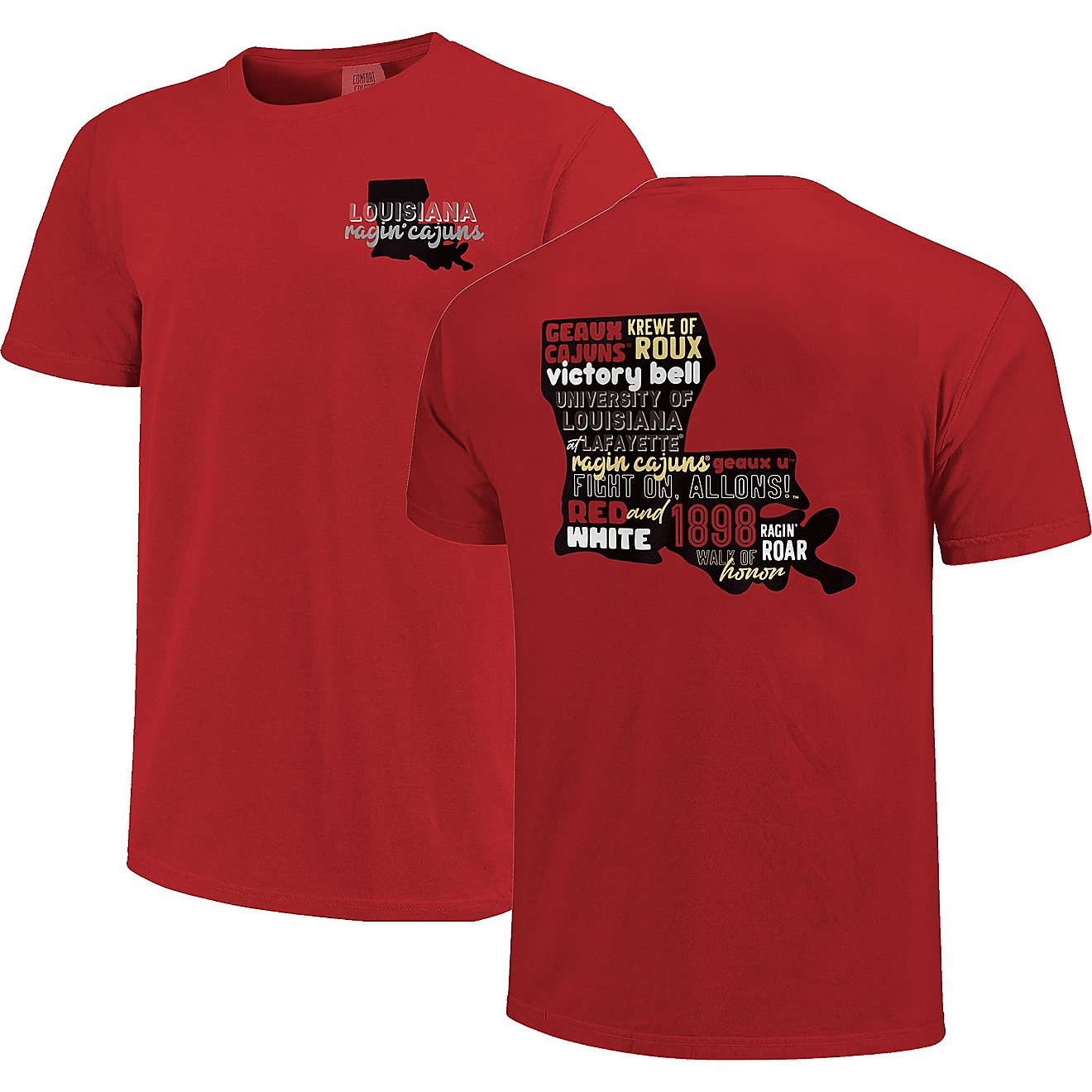 Image One Women's University of Louisiana at Lafayette Comfort Color All Type State Short Sleeve T-shirt                         - view number 1