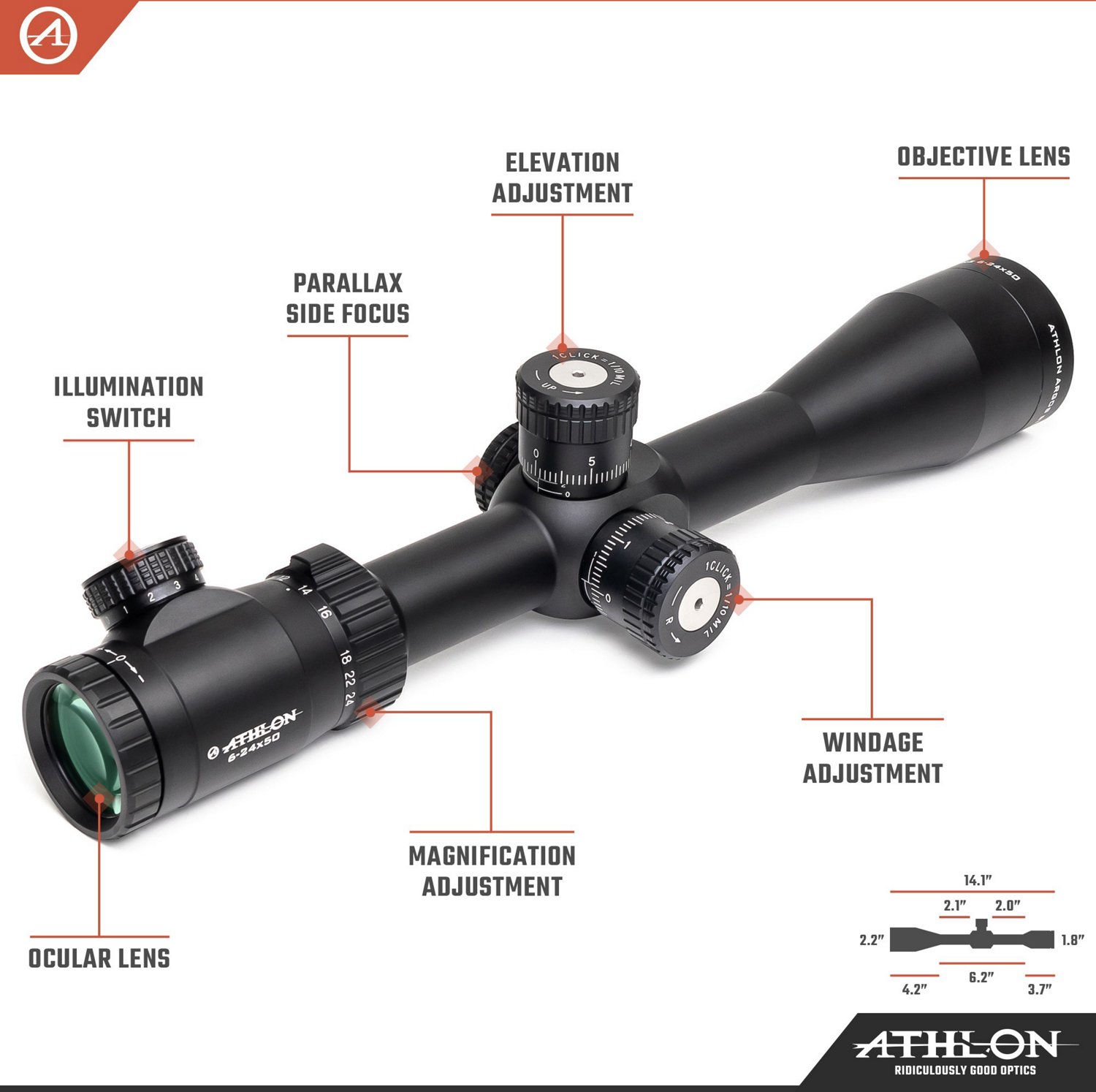 Athlon Optics BDC600A Argos HMR 2-12x42 SFP IR Reticle                                                                           - view number 2