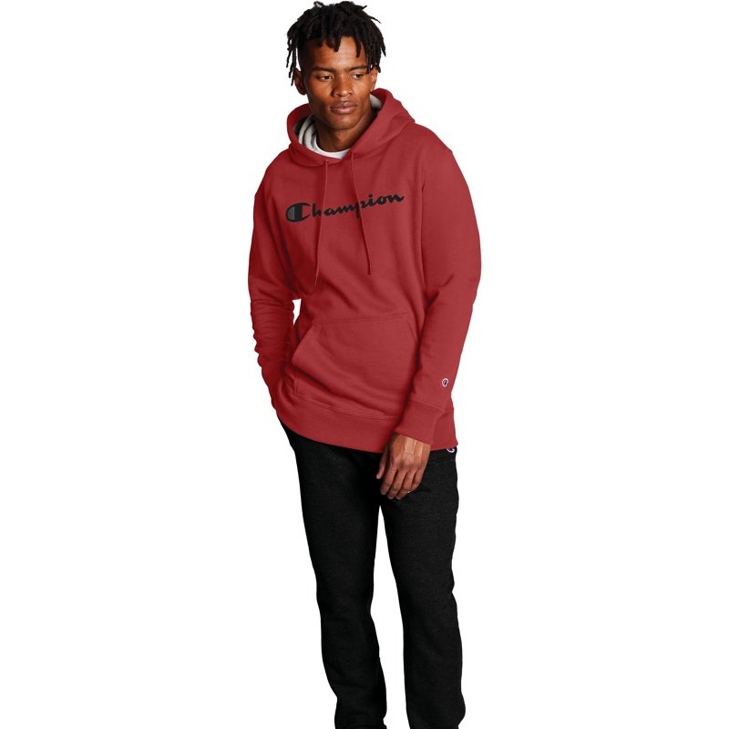 Champion Men's Powerblend Fleece Graphic Hoodie Red, Small - Men's Athletic Fleece at Academy Sports product image