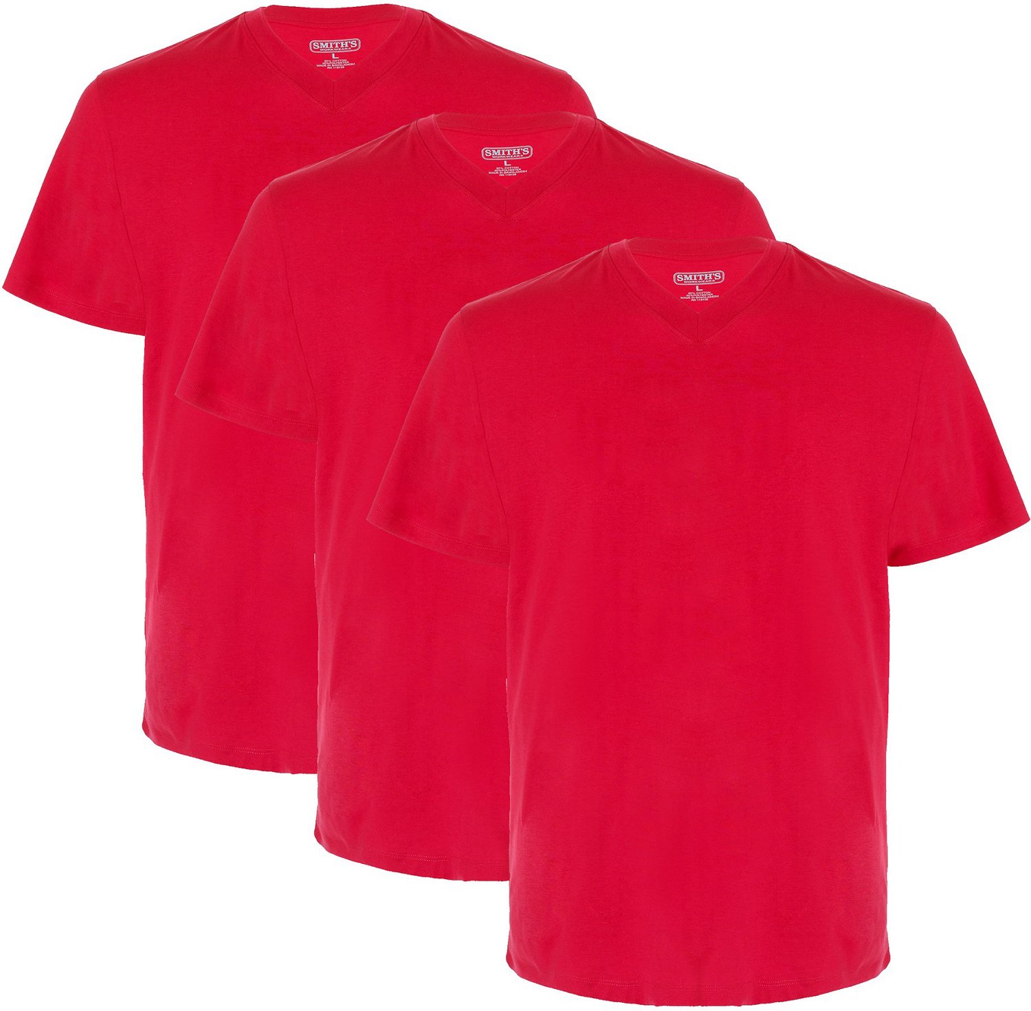 Smith's Workwear Men's Quick Dry V-neck T-shirts 3-Pack