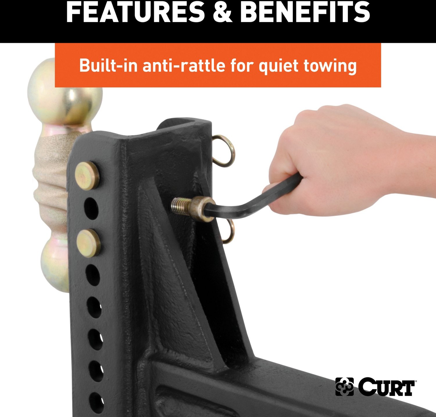 CURT 20,000 lb Adjustable Channel Mount with Dual Ball - view number 8
