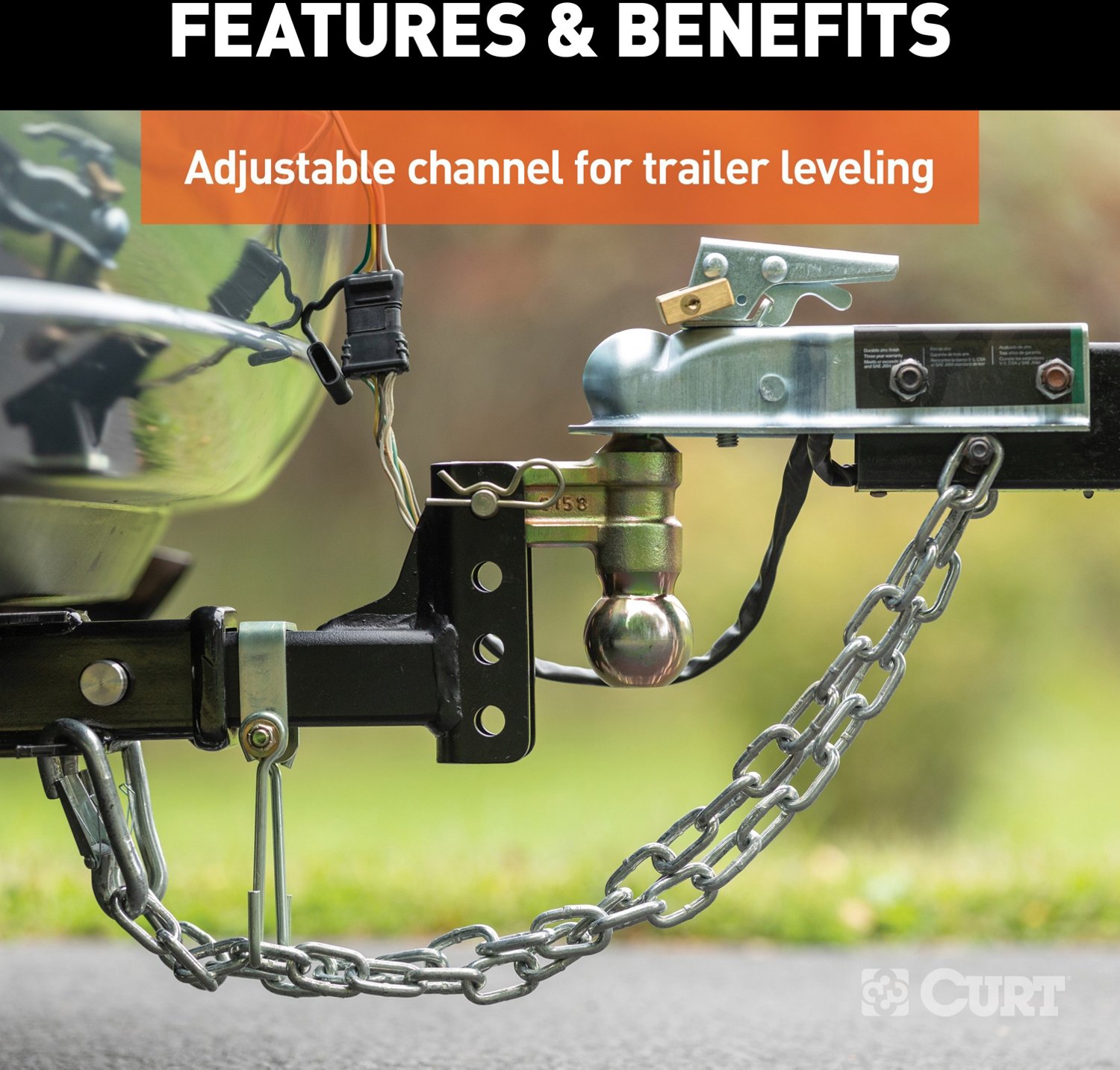 CURT 10,000 lb Slim Adjustable Channel Mount with Dual Ball - view number 5