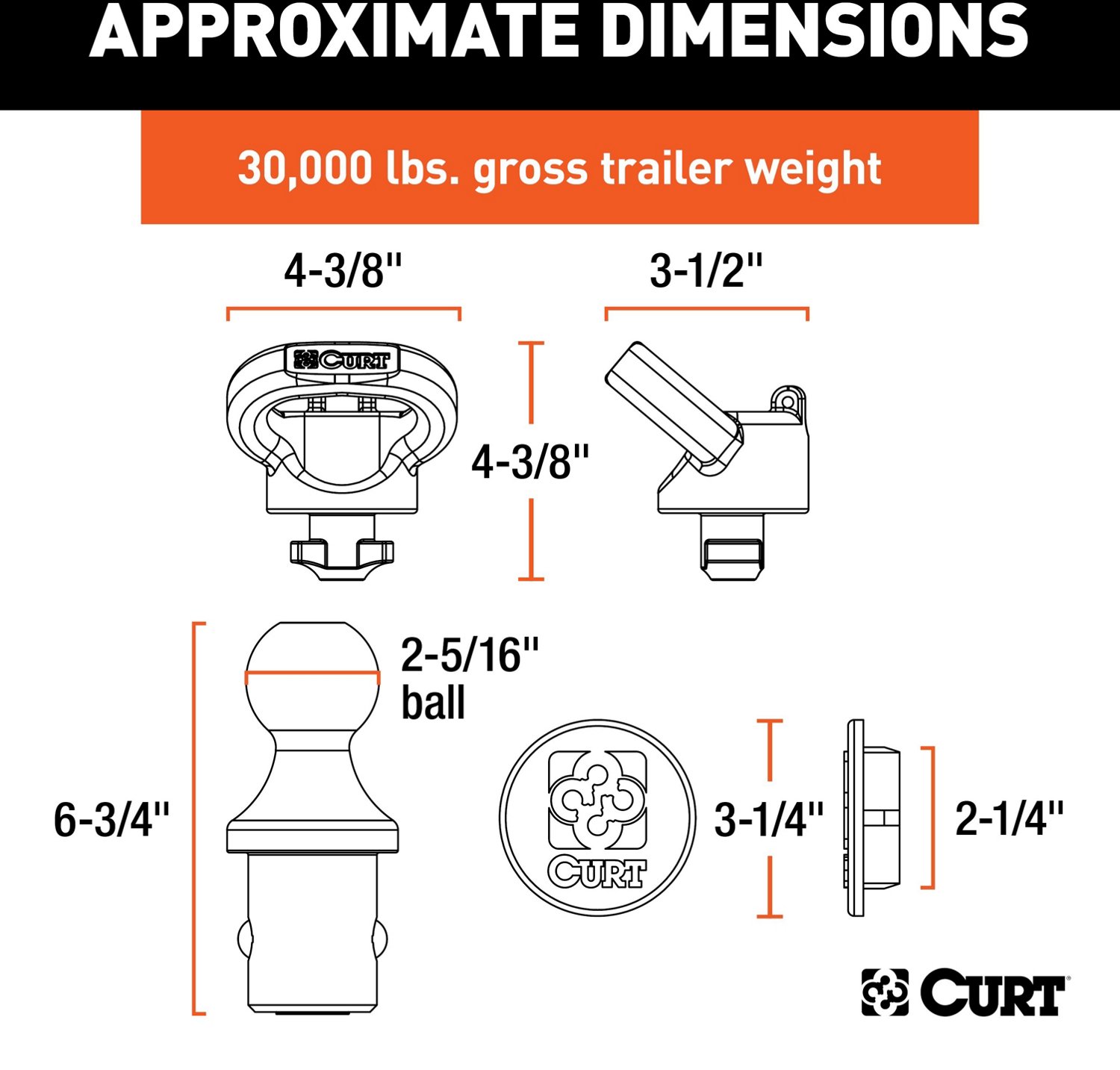 CURT OEM Puck System Gooseneck Ball and Safety Chain Anchor Kit Academy