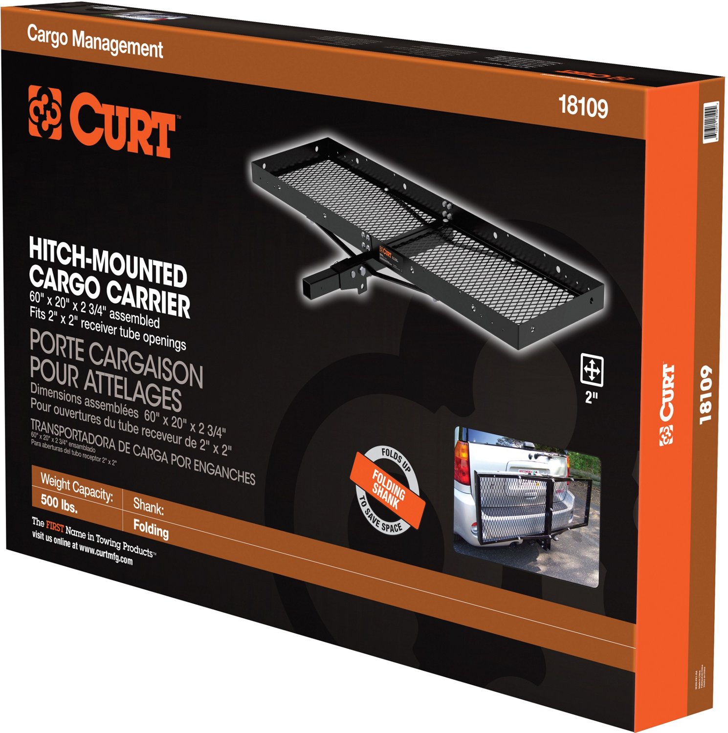 CURT 60 in x 19-1/4 in Folding Cargo Carrier - view number 2