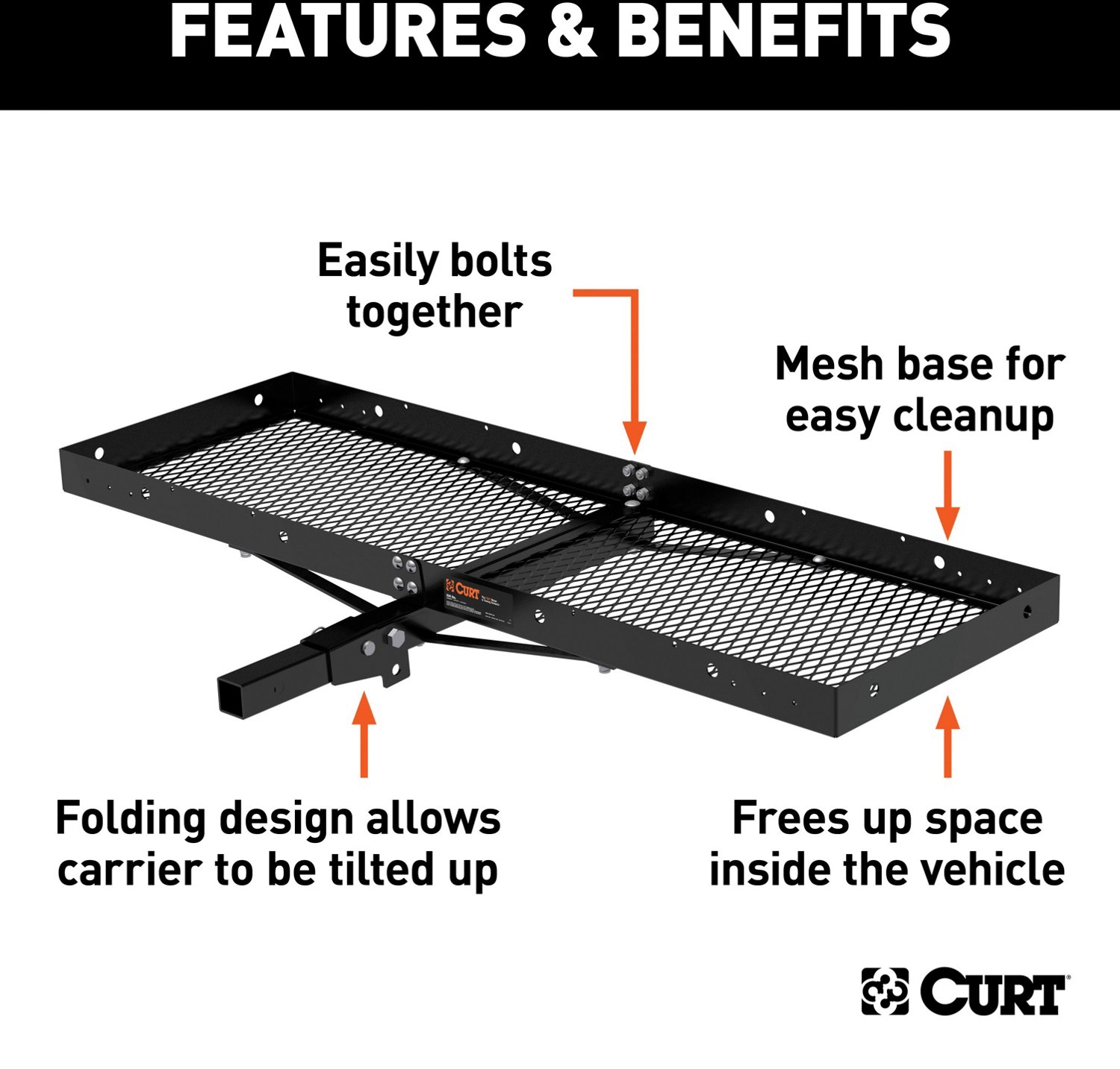 CURT 60 in x 19-1/4 in Folding Cargo Carrier - view number 4