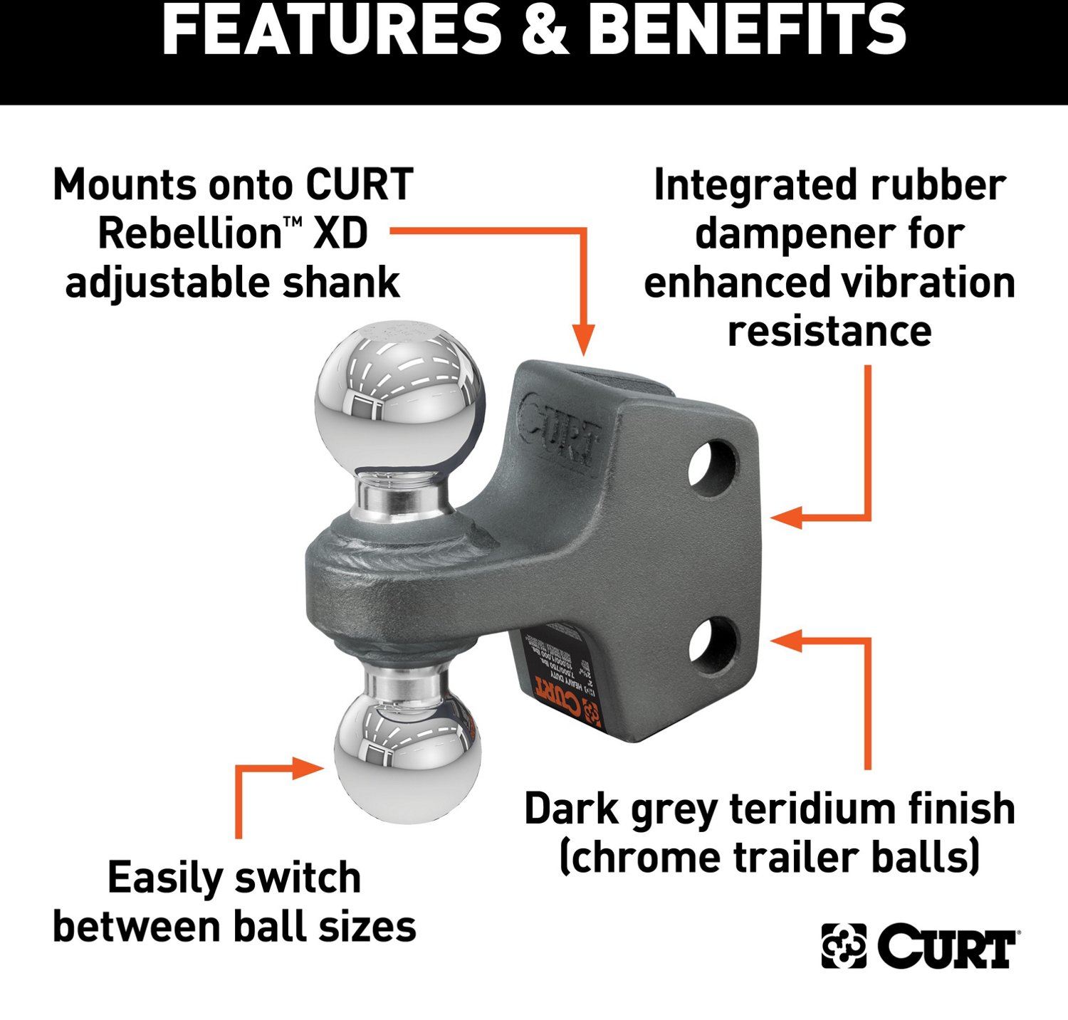 CURT Replacement Rebellion XD 15,000 lb Dual Ball - view number 4