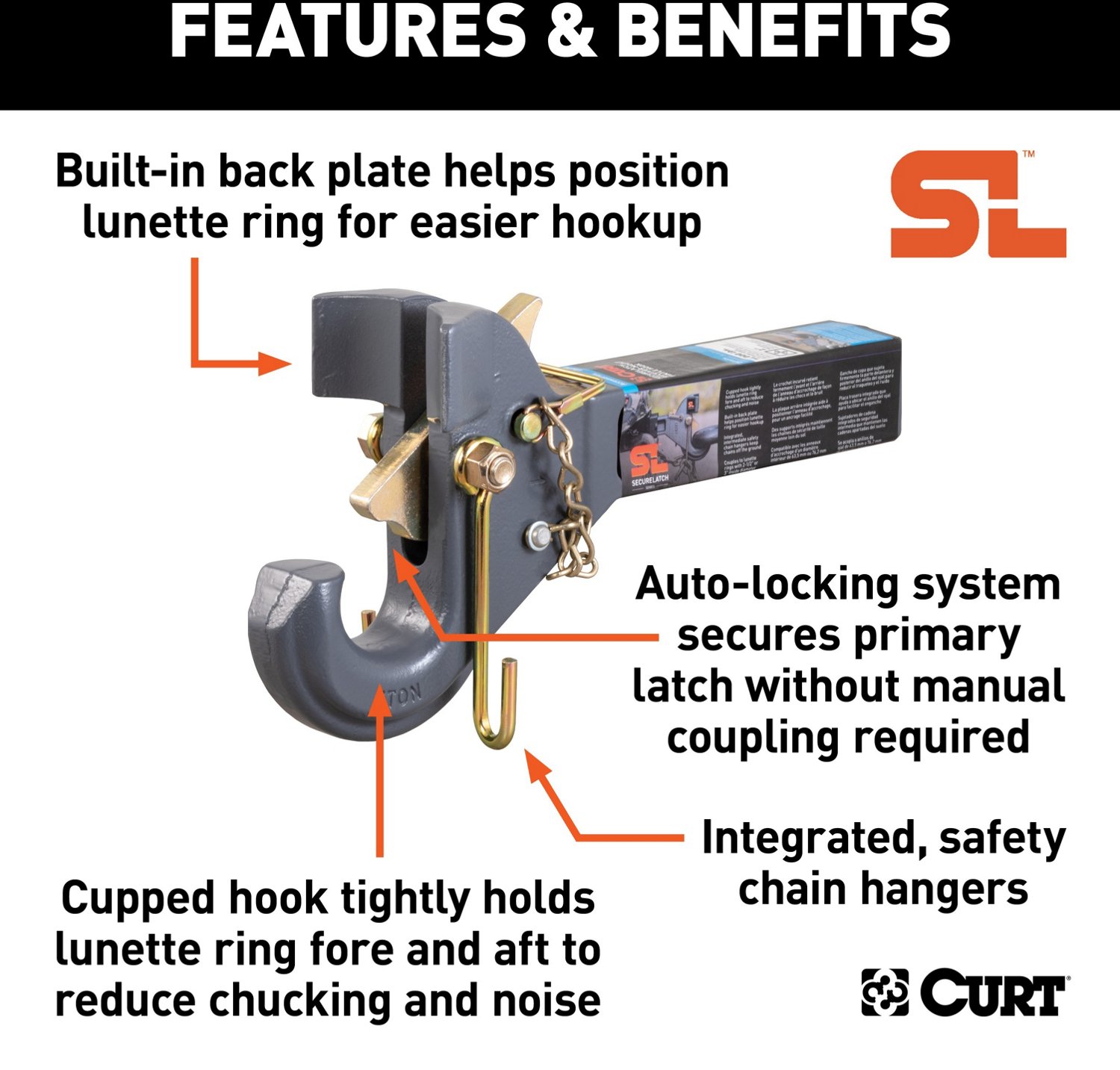 CURT SecureLatch Receiver-Mount Pintle Hook  - view number 3