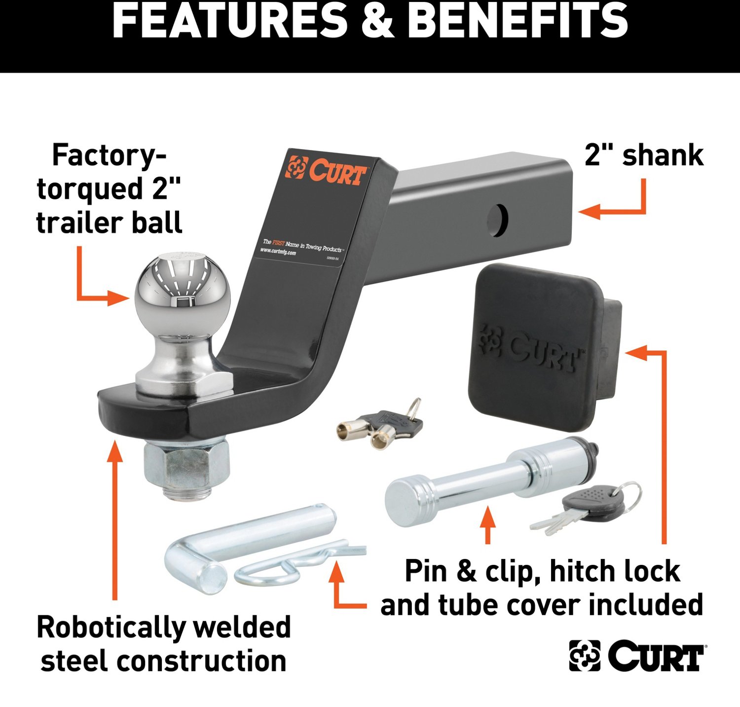 CURT 7,500 lb Towing Starter Kit with 2 in Ball                                                                                  - view number 4