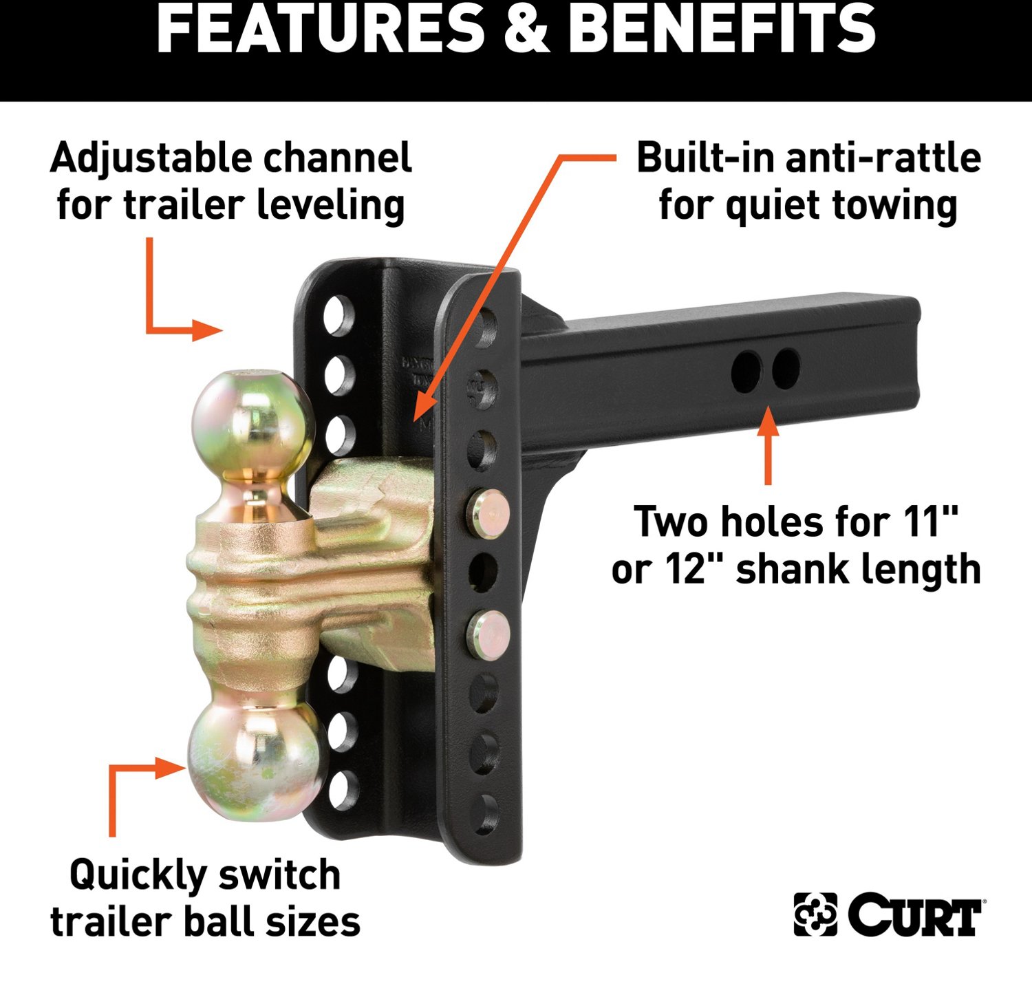 CURT 14,000 lb Adjustable Channel Mount with Dual Ball - view number 4