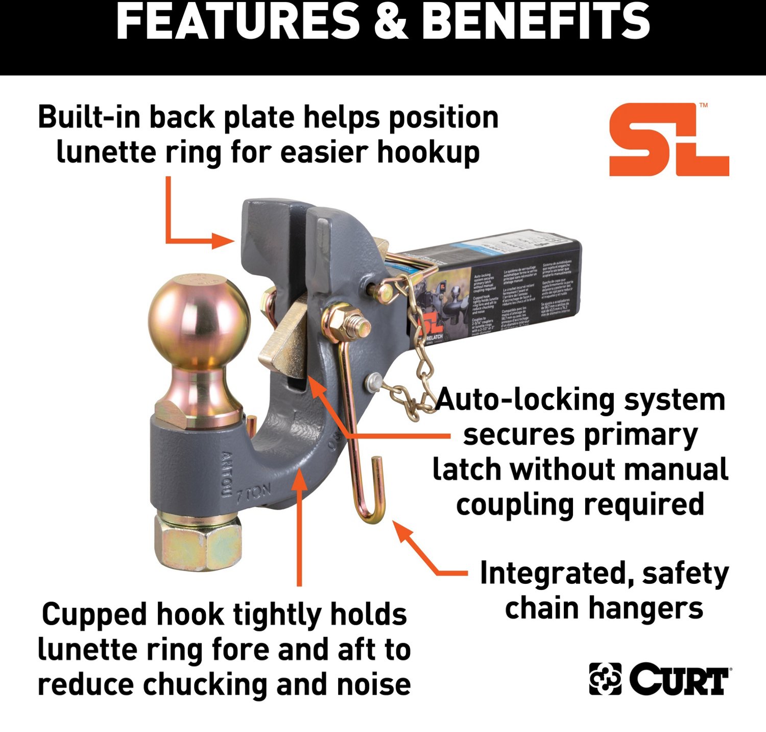 CURT SecureLatch Receiver-Mount Ball and Pintle Hitch - view number 3