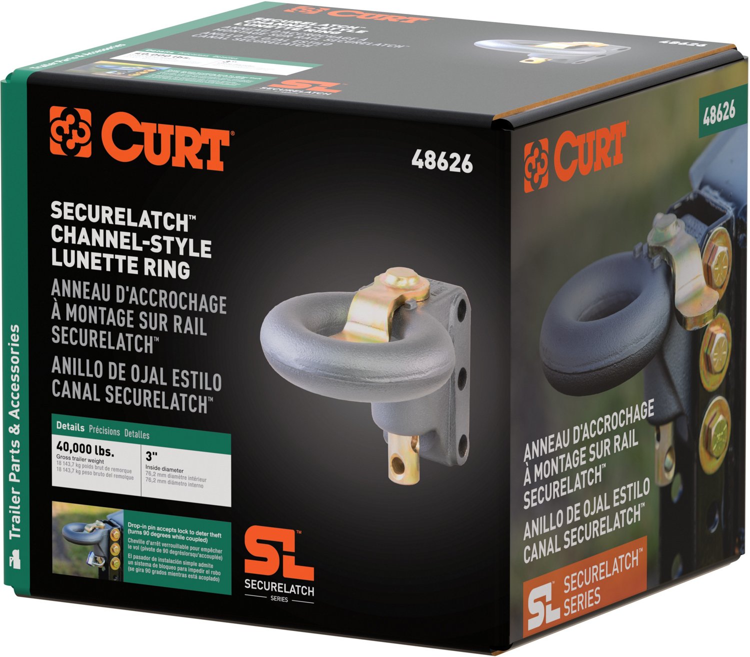 CURT SecureLatch Channel Style 40,000 lb Lunette Ring - view number 2