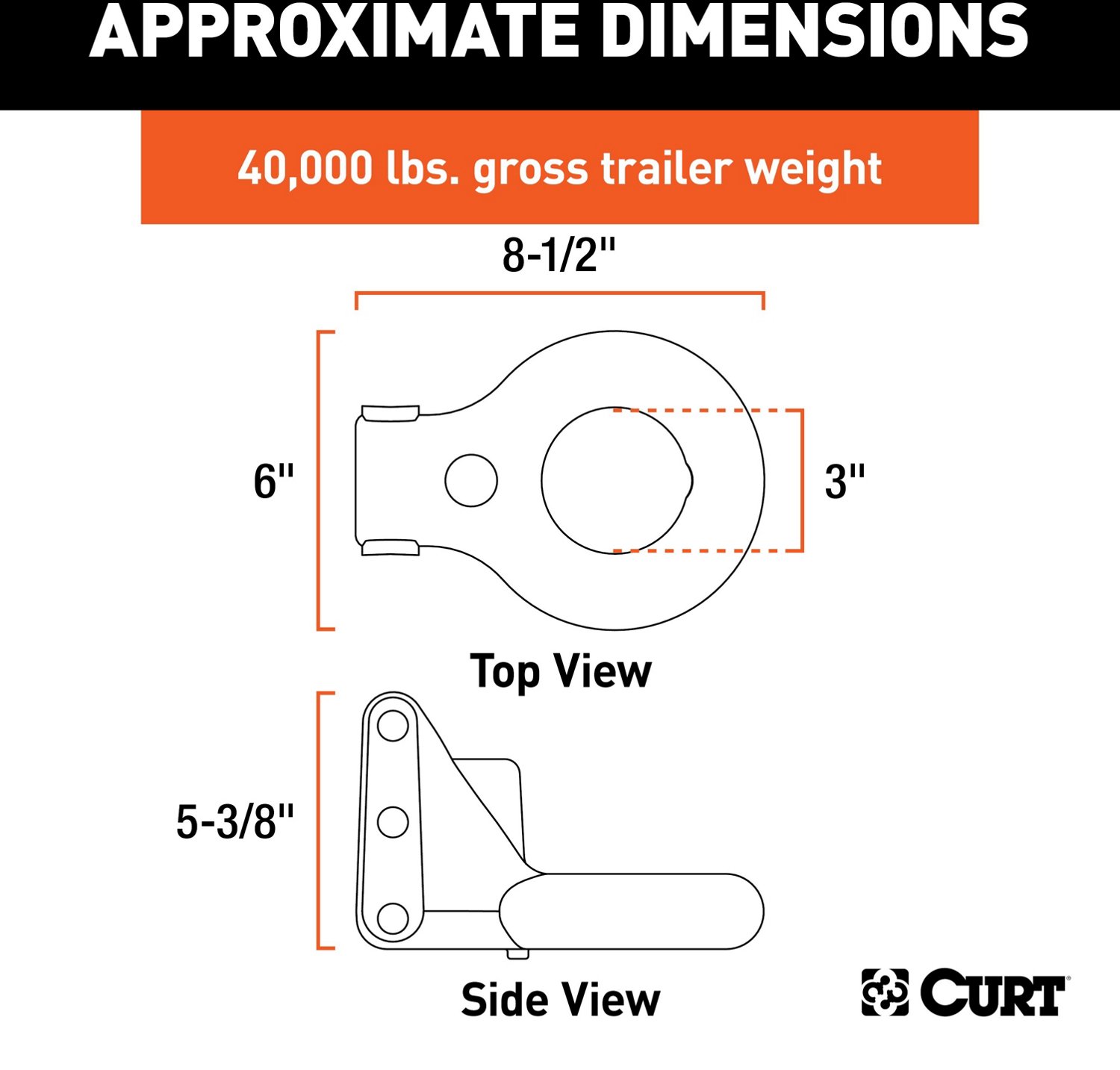 CURT SecureLatch Channel Style 40,000 lb Lunette Ring - view number 3