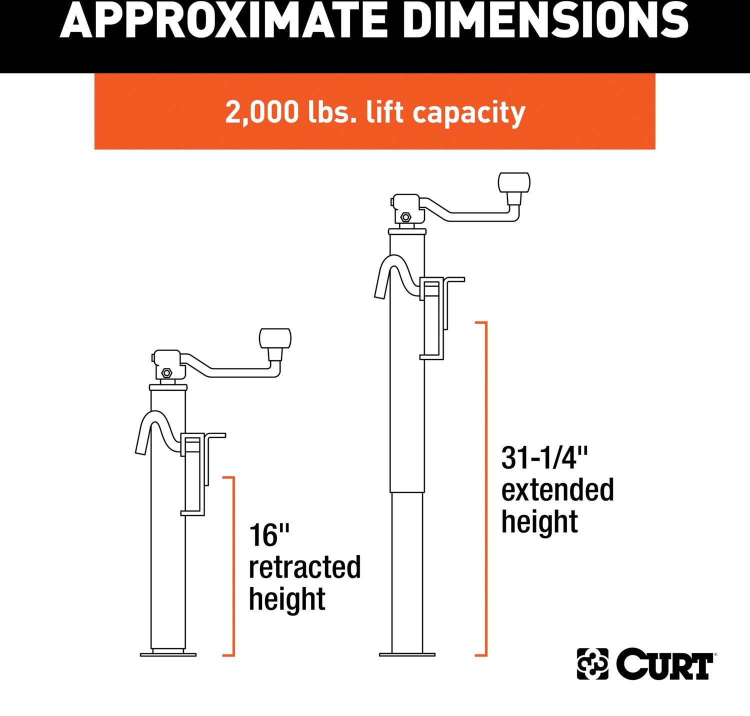 CURT Top Wind Bracket Mount 2,000 lb Swivel Jack - view number 2