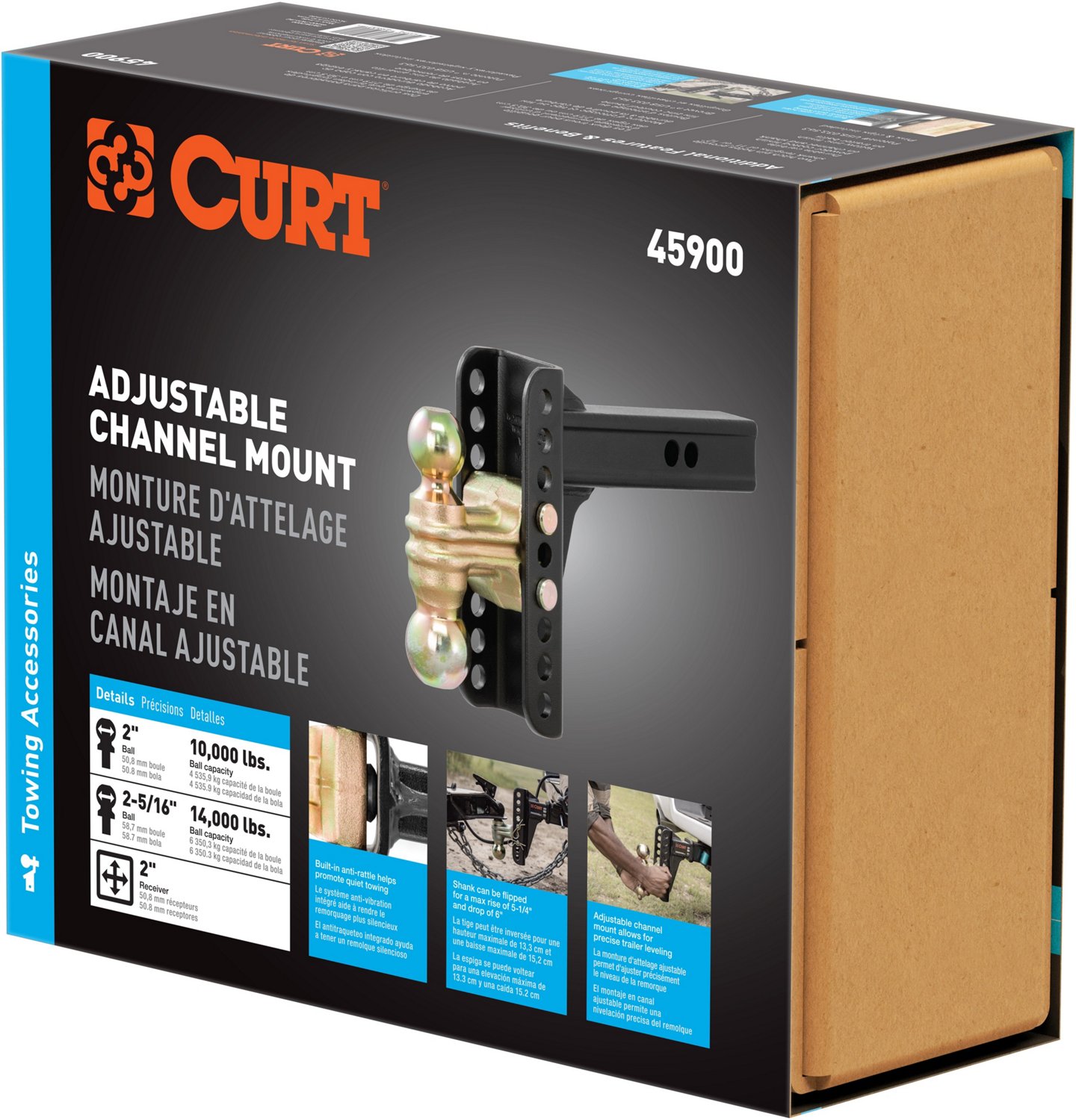 CURT 14,000 lb Adjustable Channel Mount with Dual Ball - view number 2