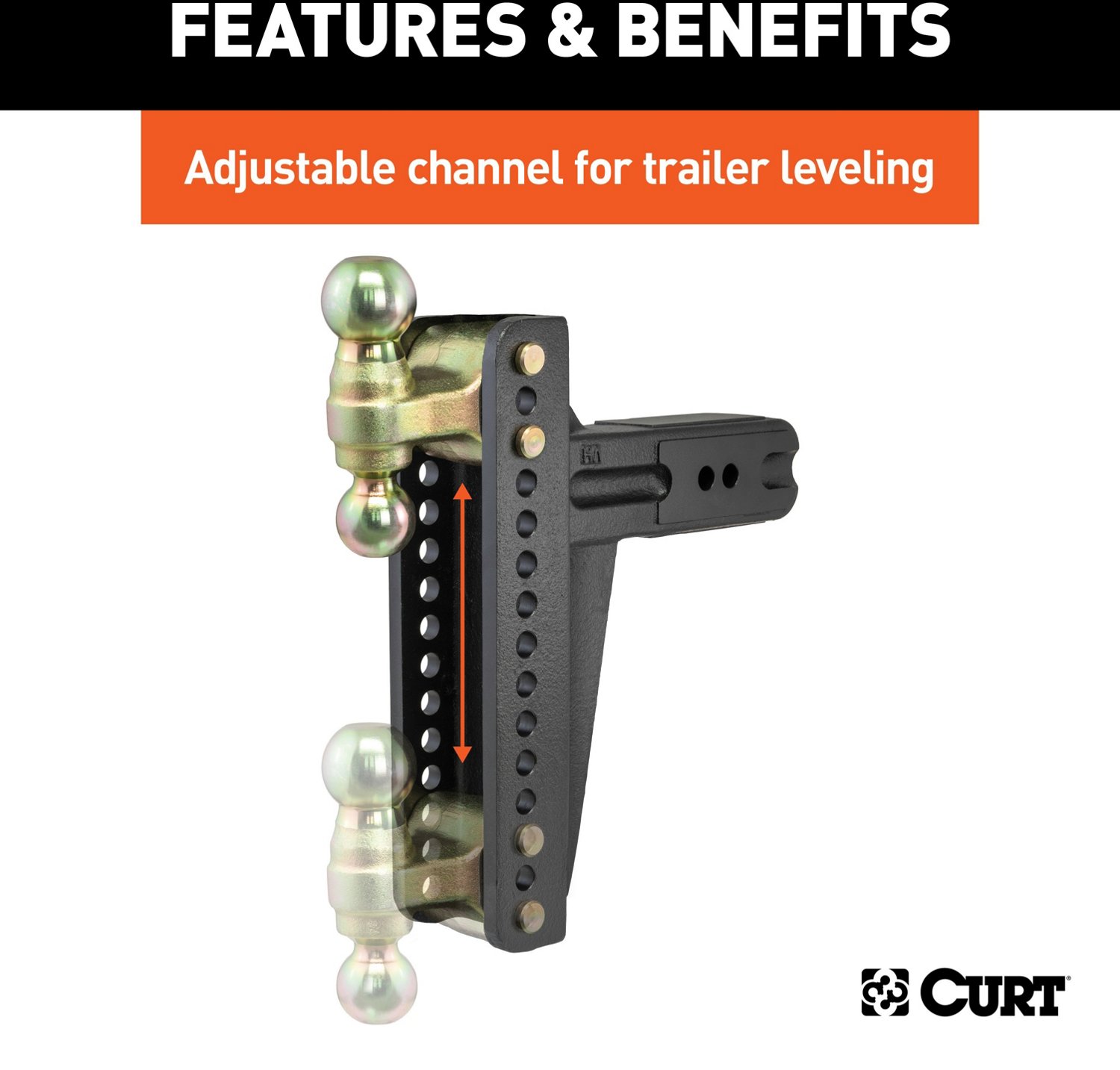 CURT 21,000 lb Adjustable Channel Mount with Dual Ball                                                                           - view number 4