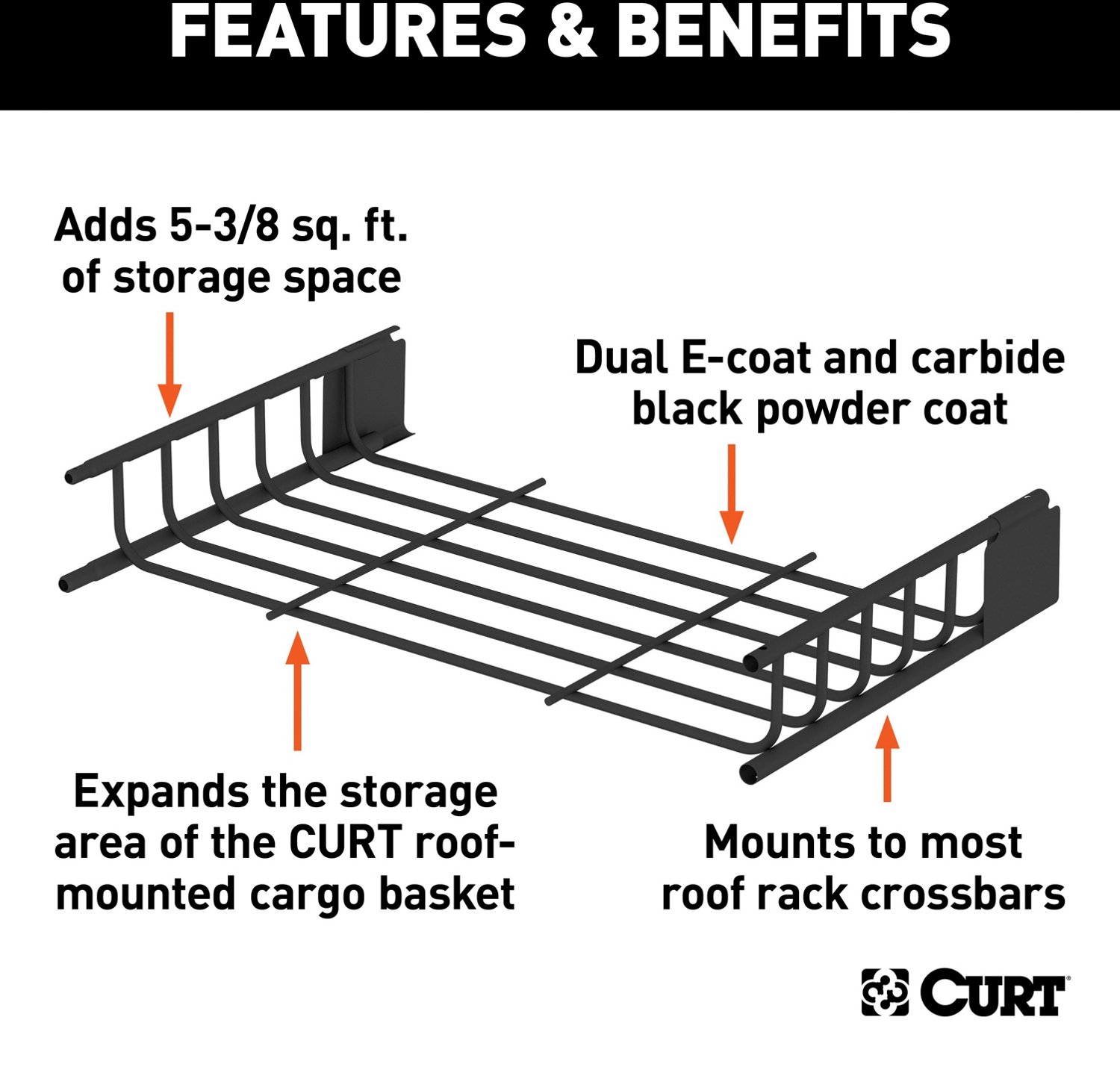 CURT 21 in x 37 in Roof Rack Cargo Carrier Extension                                                                             - view number 4