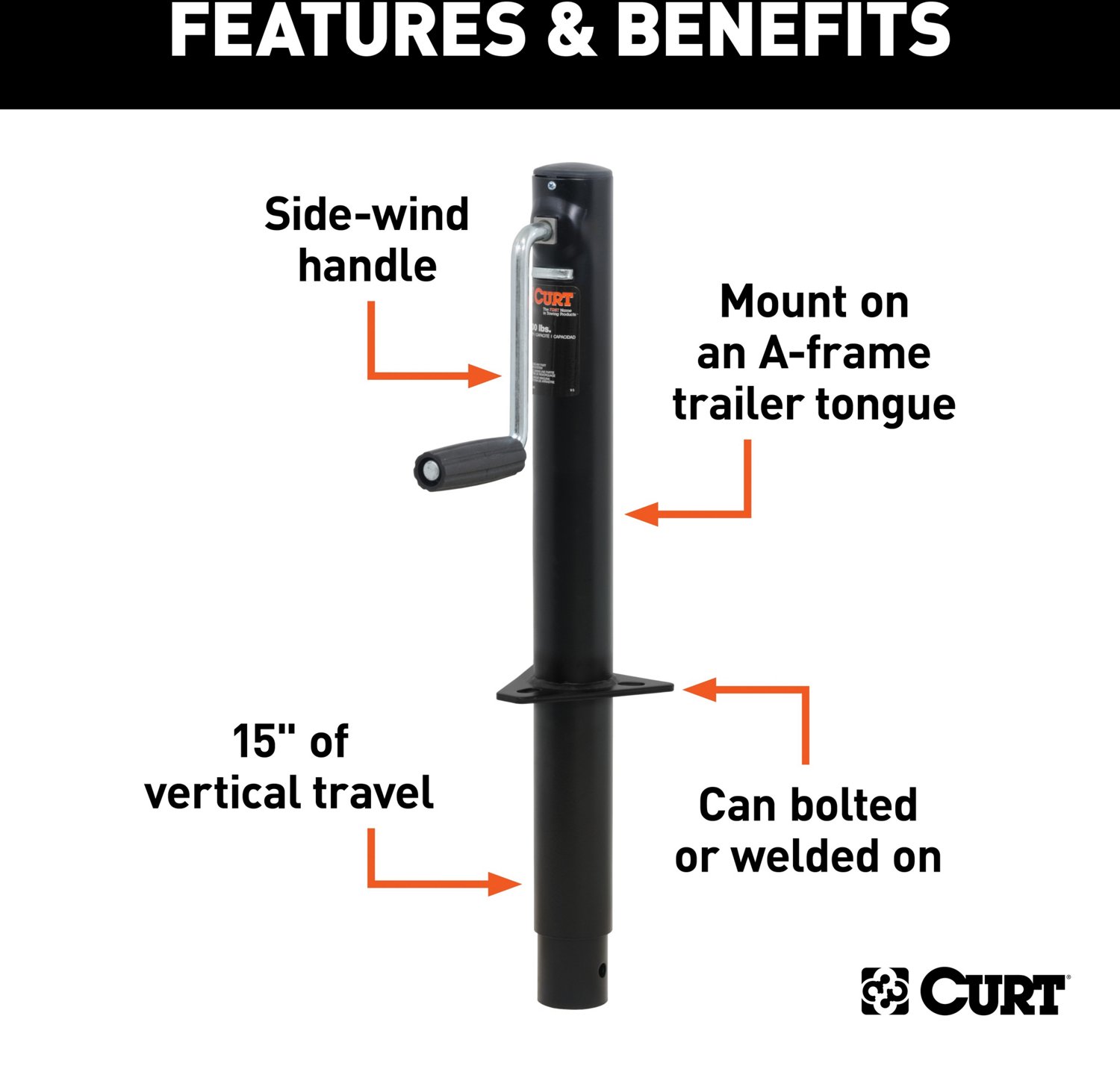 CURT Side Wind 2,000 lb A-Frame Jack - view number 3