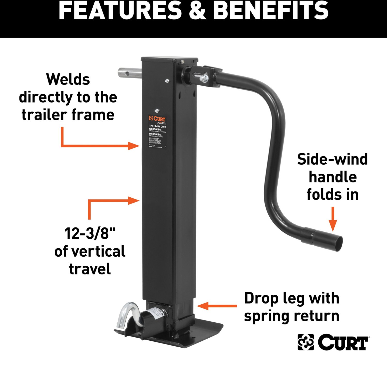 CURT Side Wind Direct Weld Square Jack - view number 3