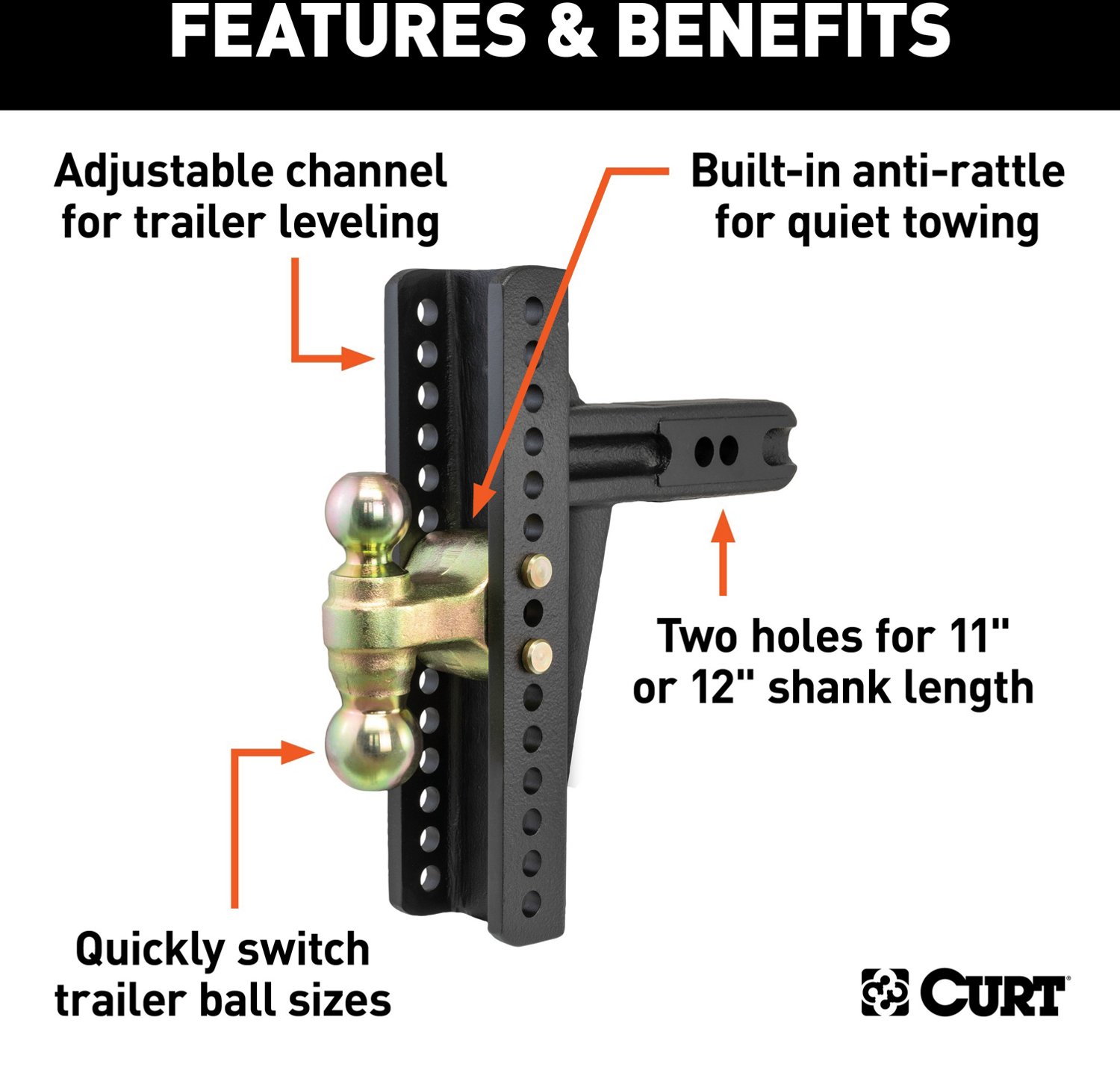 CURT 20,000 lb Adjustable Channel Mount with Dual Ball - view number 3