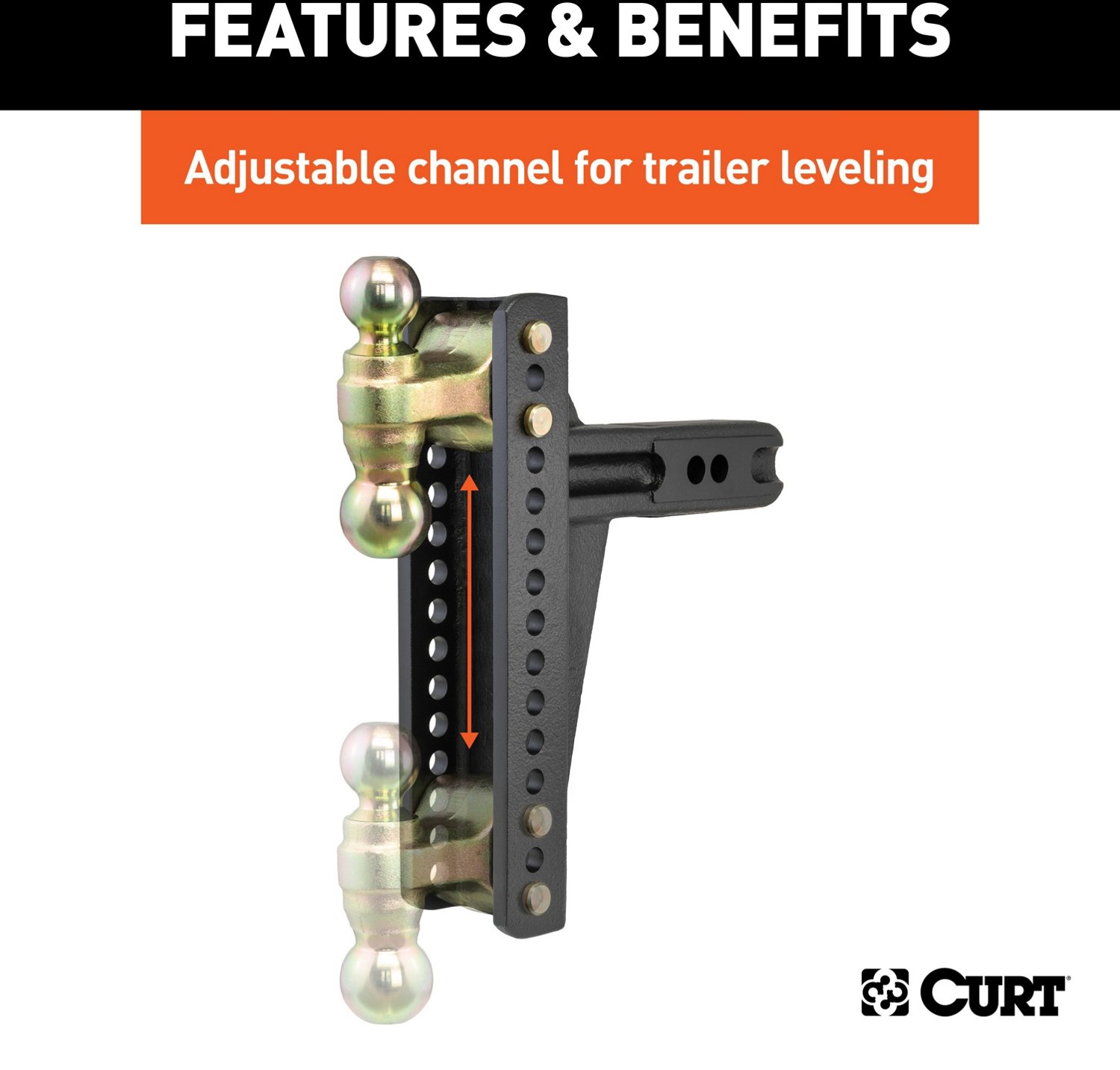 CURT 20,000 lb Adjustable Channel Mount with Dual Ball - view number 4