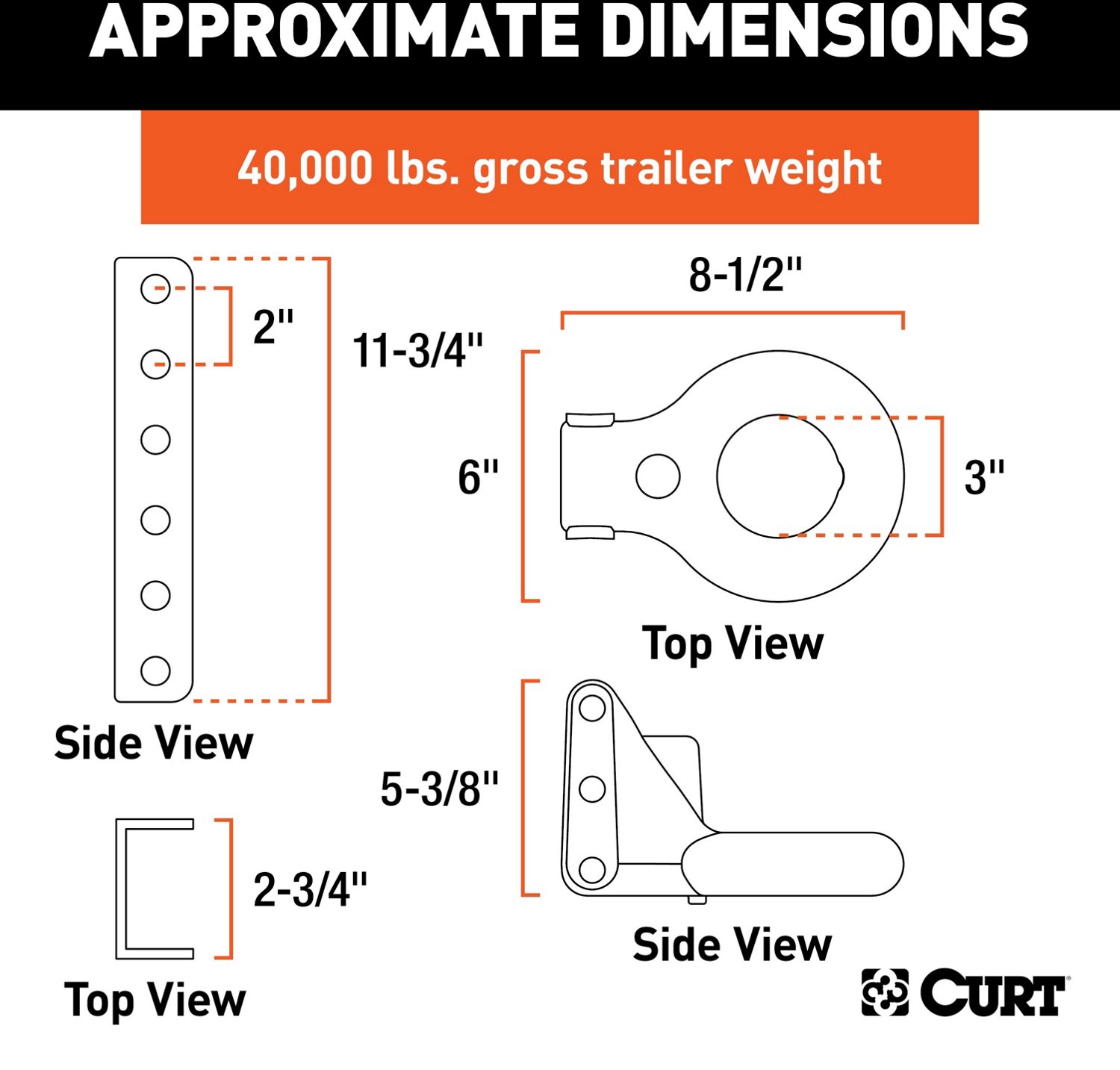 CURT SecureLatch 40,000 lb Lunette Eye Ring and Channel - view number 2