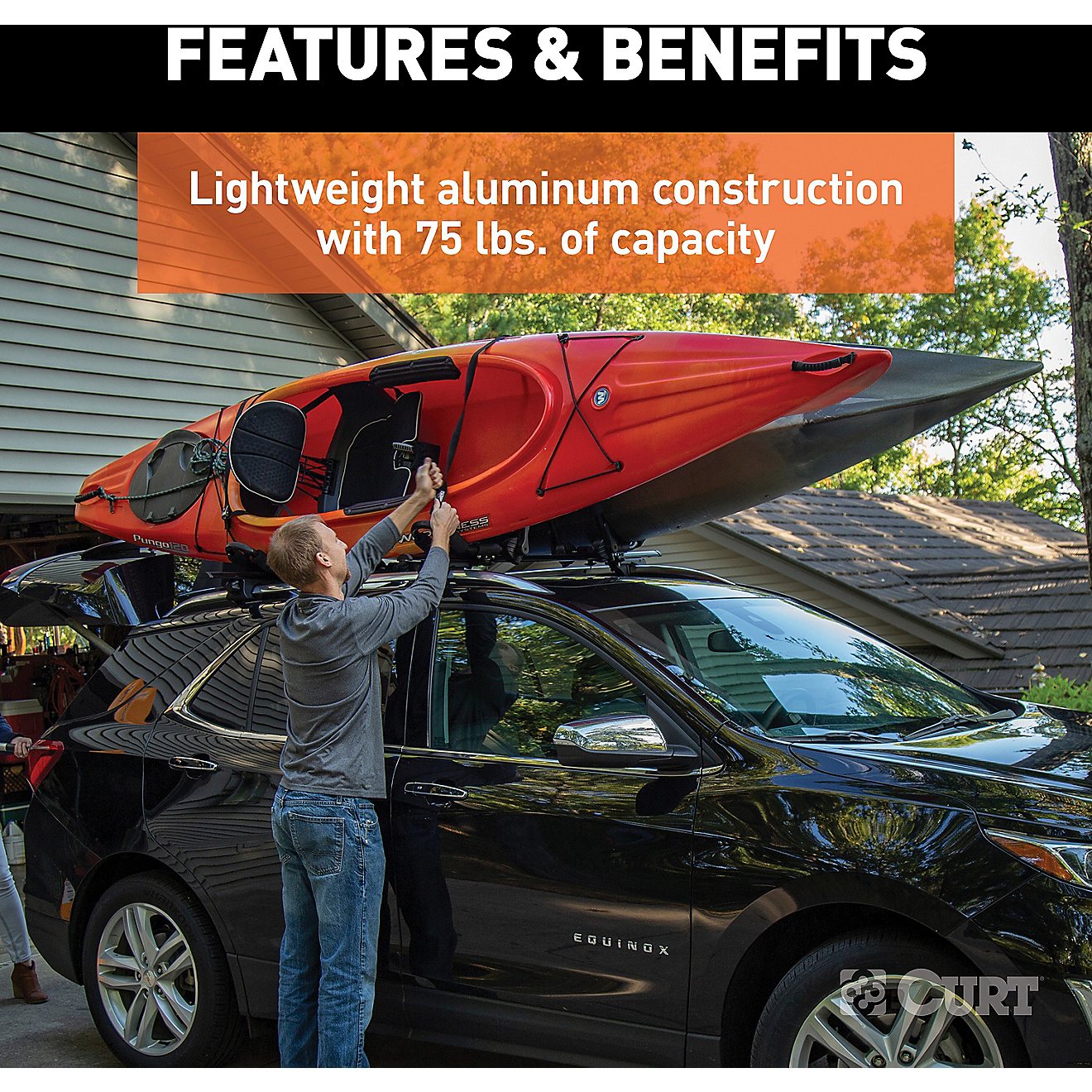 CURT Adjustable Aluminum Roof Rack Kayak Holders                                                                                 - view number 6