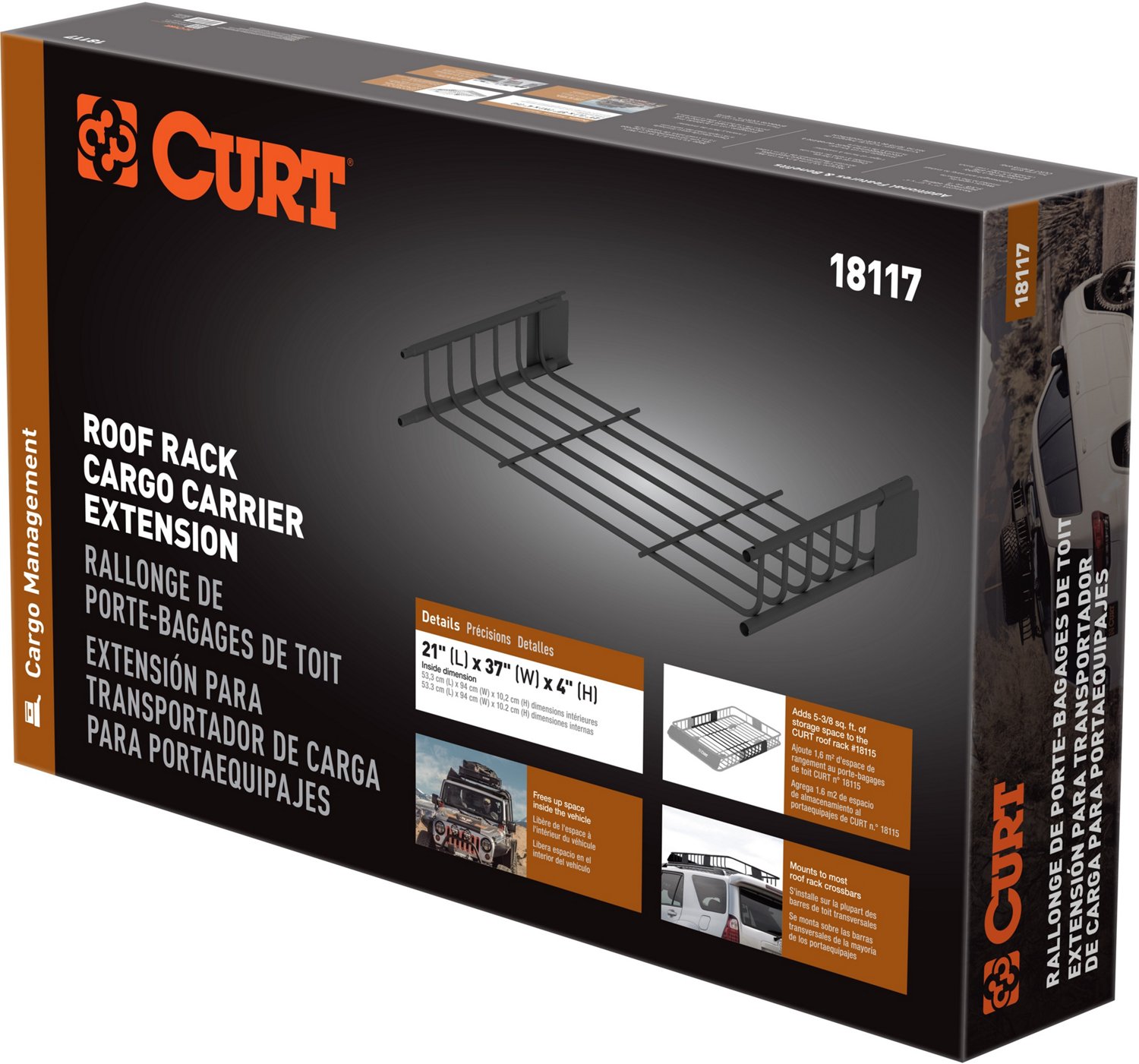 CURT 21 in x 37 in Roof Rack Cargo Carrier Extension                                                                             - view number 2