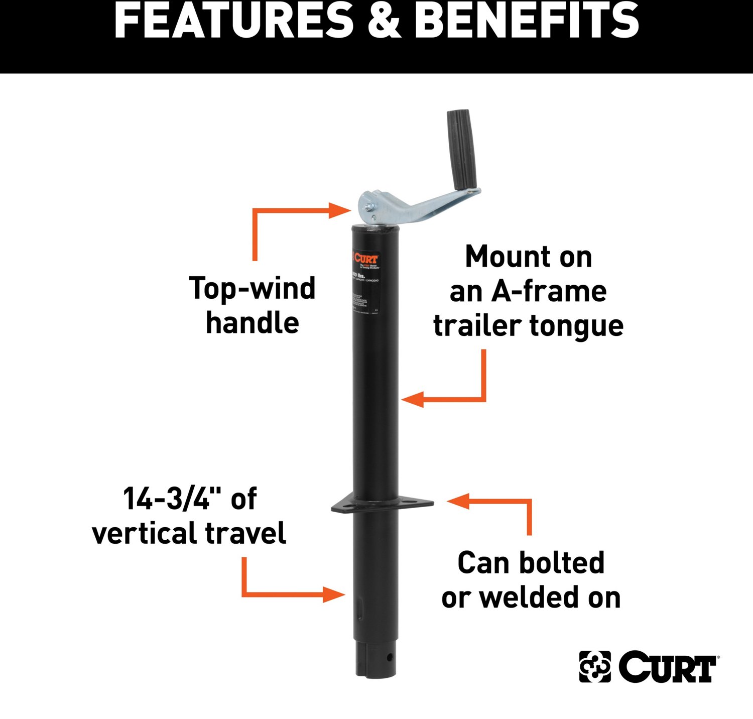 CURT Top Wind 2,000 lb A-Frame Jack - view number 3