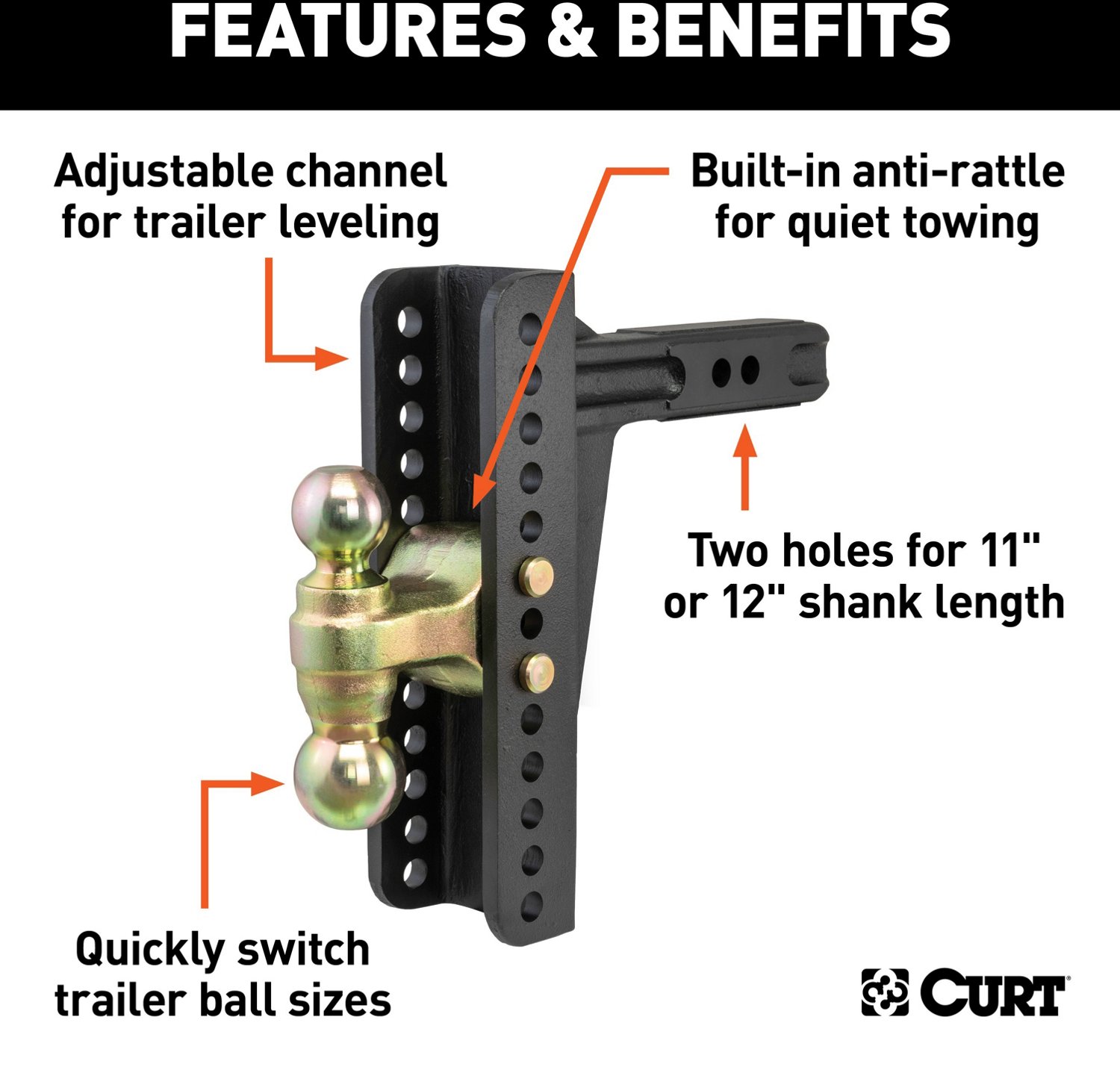 CURT 14,000 lb Adjustable Channel Mount with Dual Ball - view number 3