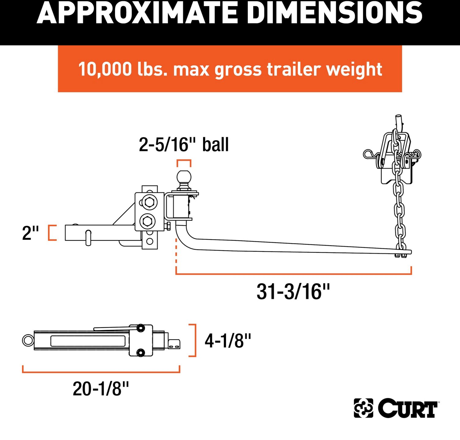 CURT Round Bar 1,000 lb WD Hitch                                                                                                 - view number 3