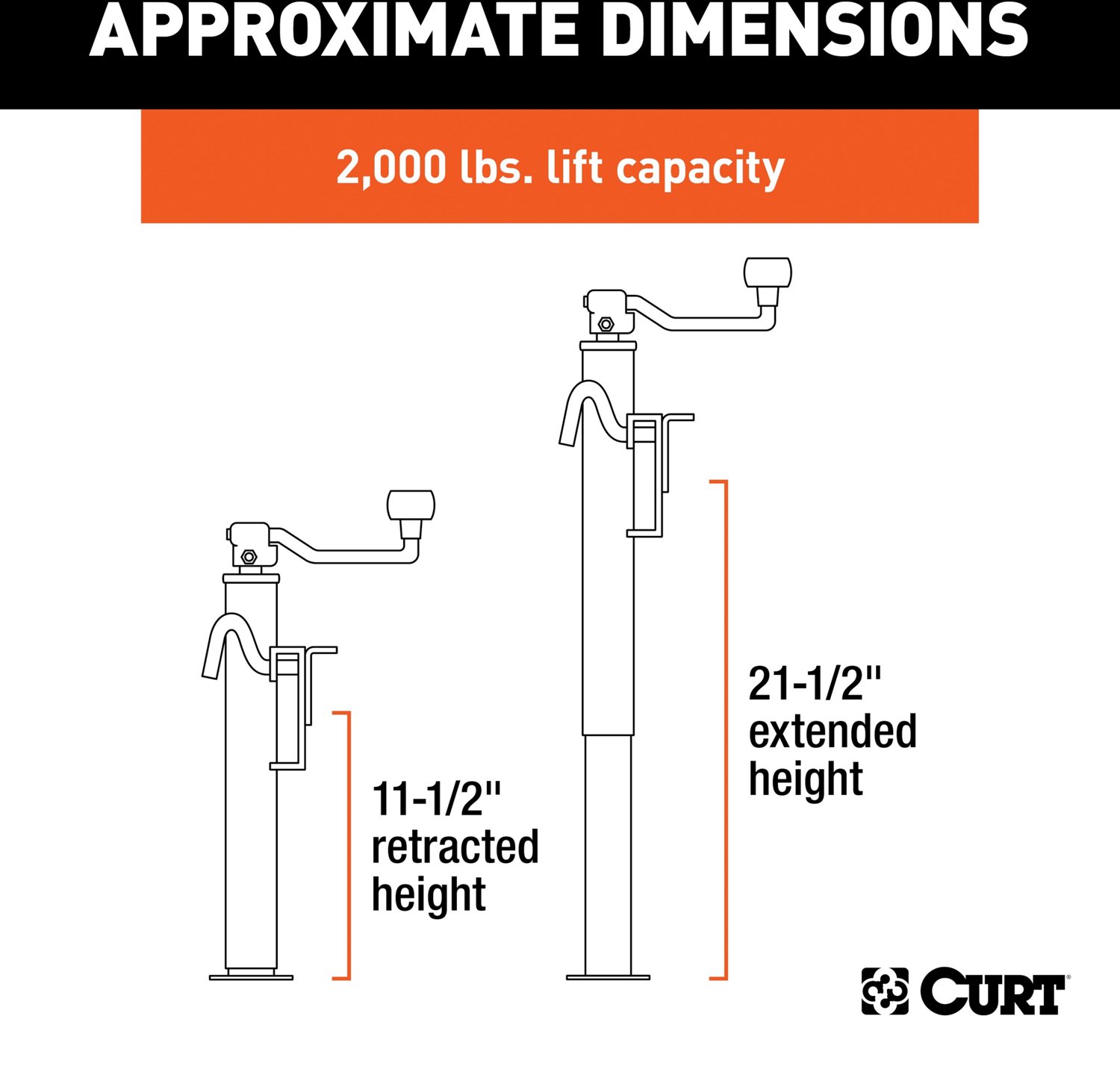 CURT Top Wind Bracket Mount 2,000 lb Swivel Jack - view number 2