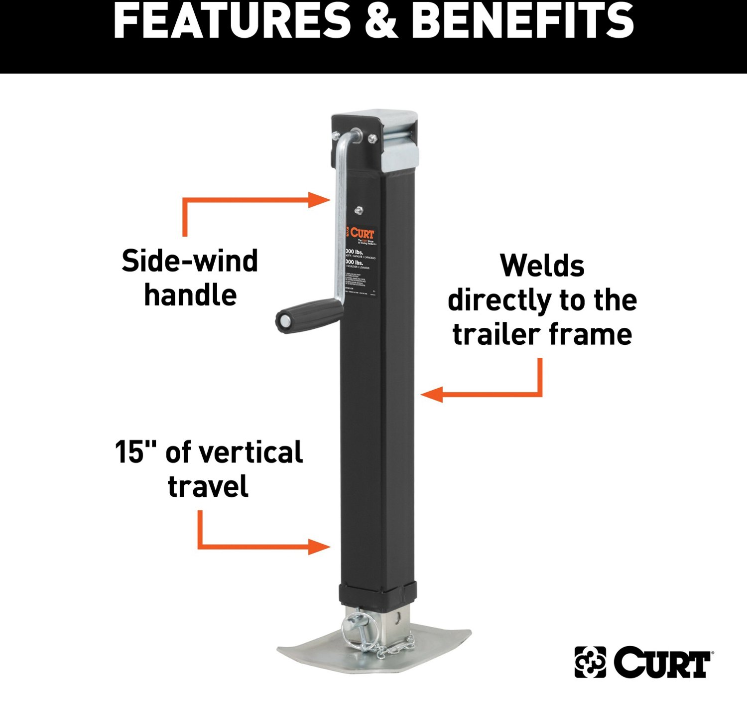 CURT Side Wind Direct Weld Square Jack - view number 3