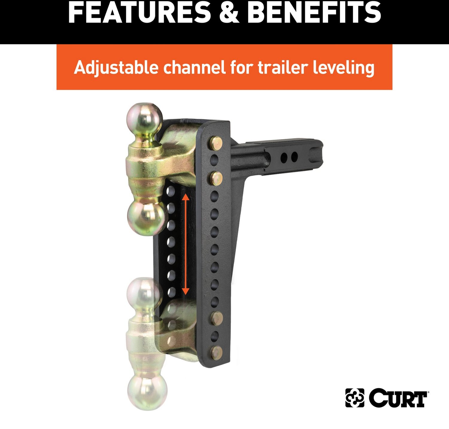 CURT 14,000 lb Adjustable Channel Mount with Dual Ball - view number 4