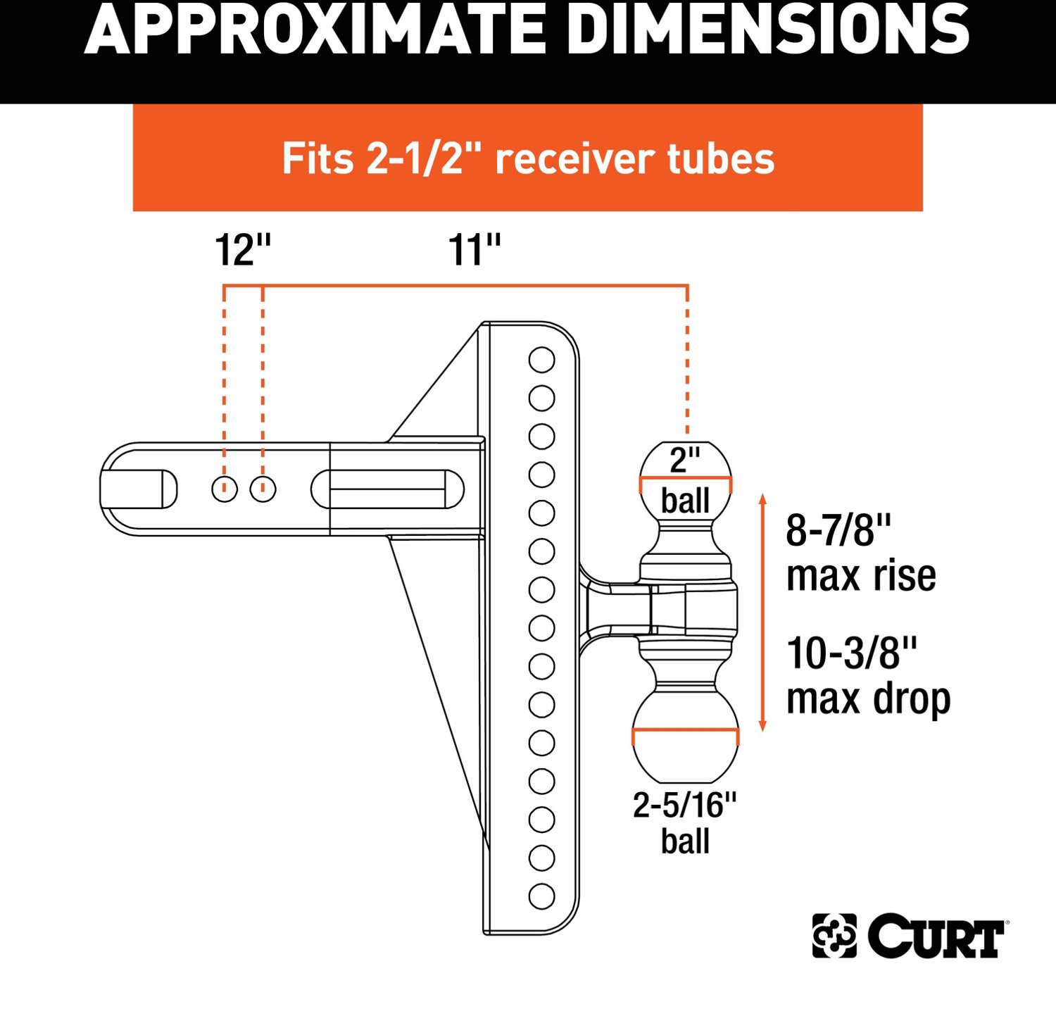 CURT 20,000 lb Adjustable Channel Mount with Dual Ball - view number 2