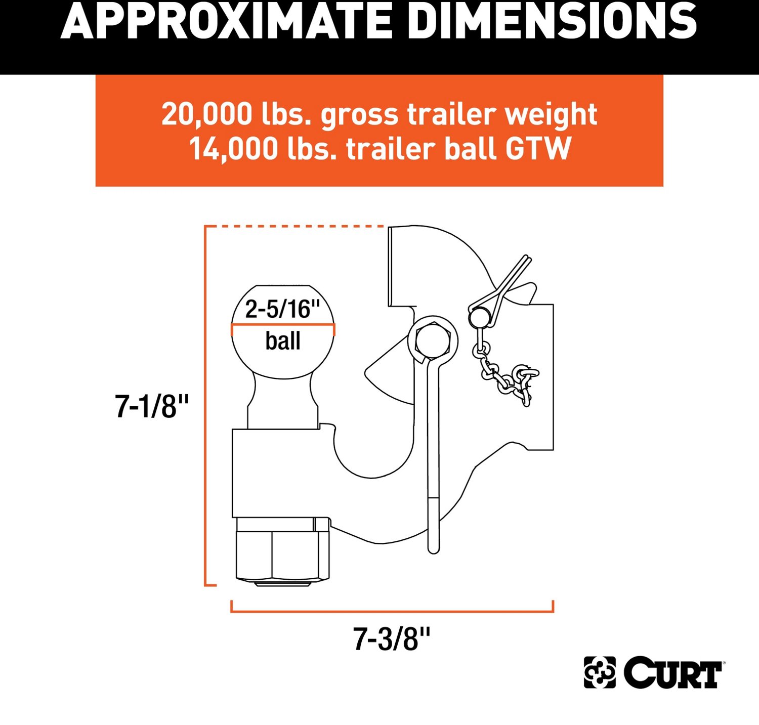 CURT SecureLatch 20,000 lb 2-5/16 in Ball and Pintle Hitch - view number 2