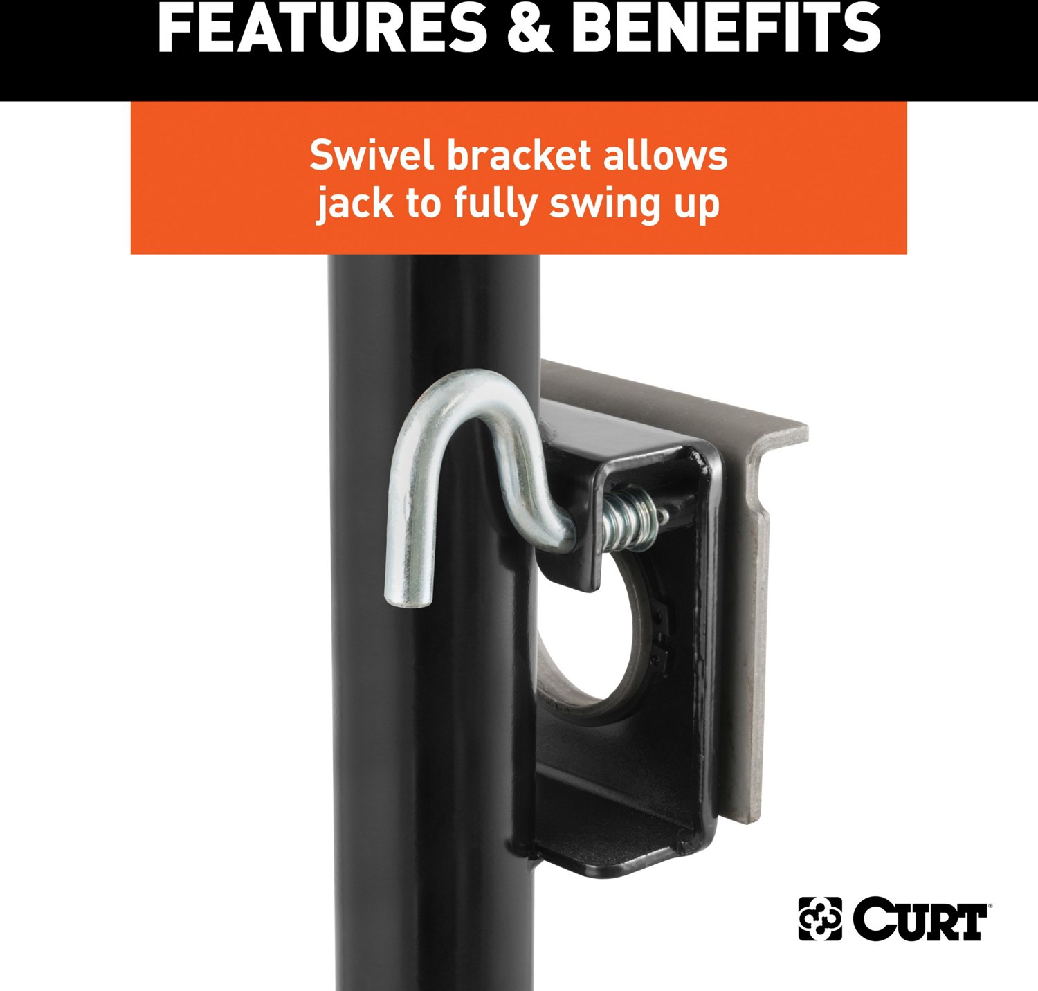 CURT Top Wind Bracket Mount 2,000 lb Swivel Jack - view number 4