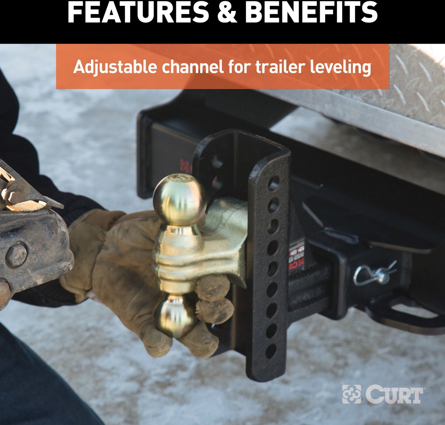 CURT 20,000 lb Adjustable Channel Mount with Dual Ball - view number 5
