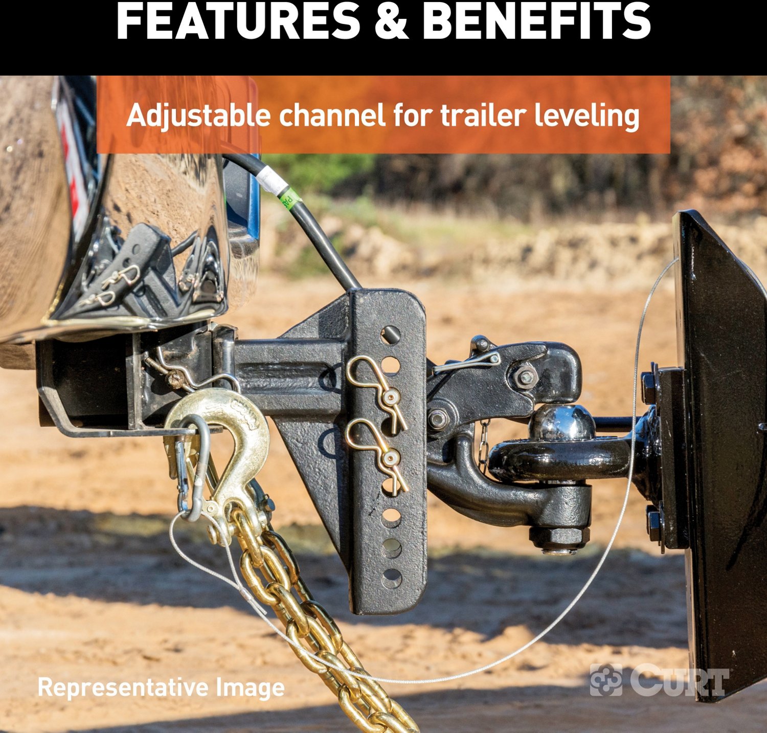 CURT 13,000 lb Adjustable Channel Mount with 2-5/16 in Ball and Pintle                                                           - view number 4