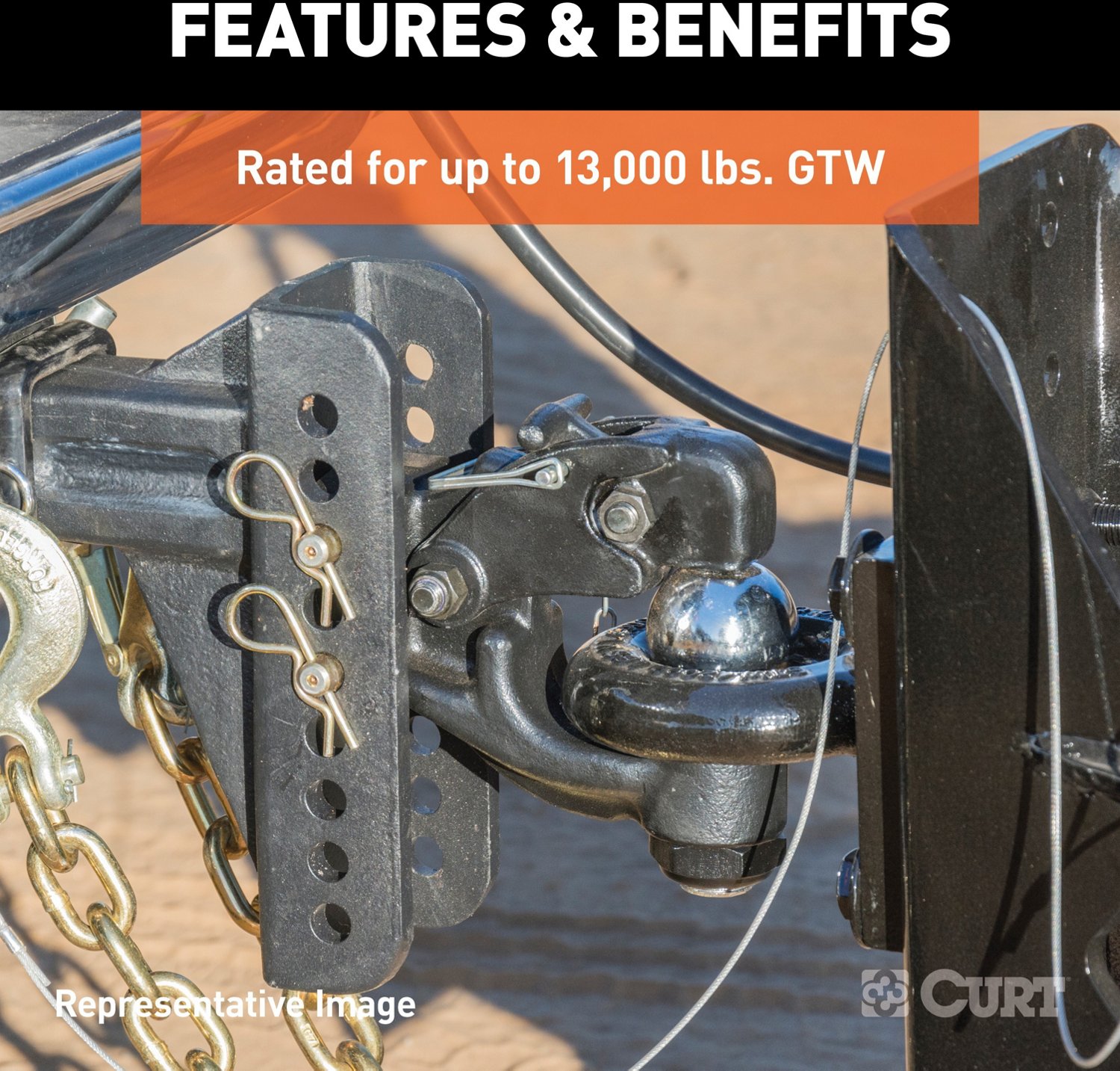 CURT 13,000 lb Adjustable Channel Mount with 2-5/16 in Ball and Pintle                                                           - view number 5