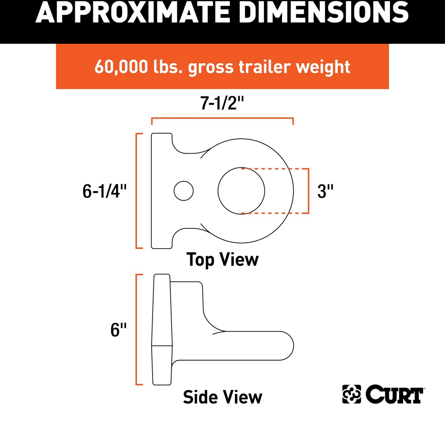CURT SecureLatch Flush-Mount 60,000 lb Lunette Ring - view number 2