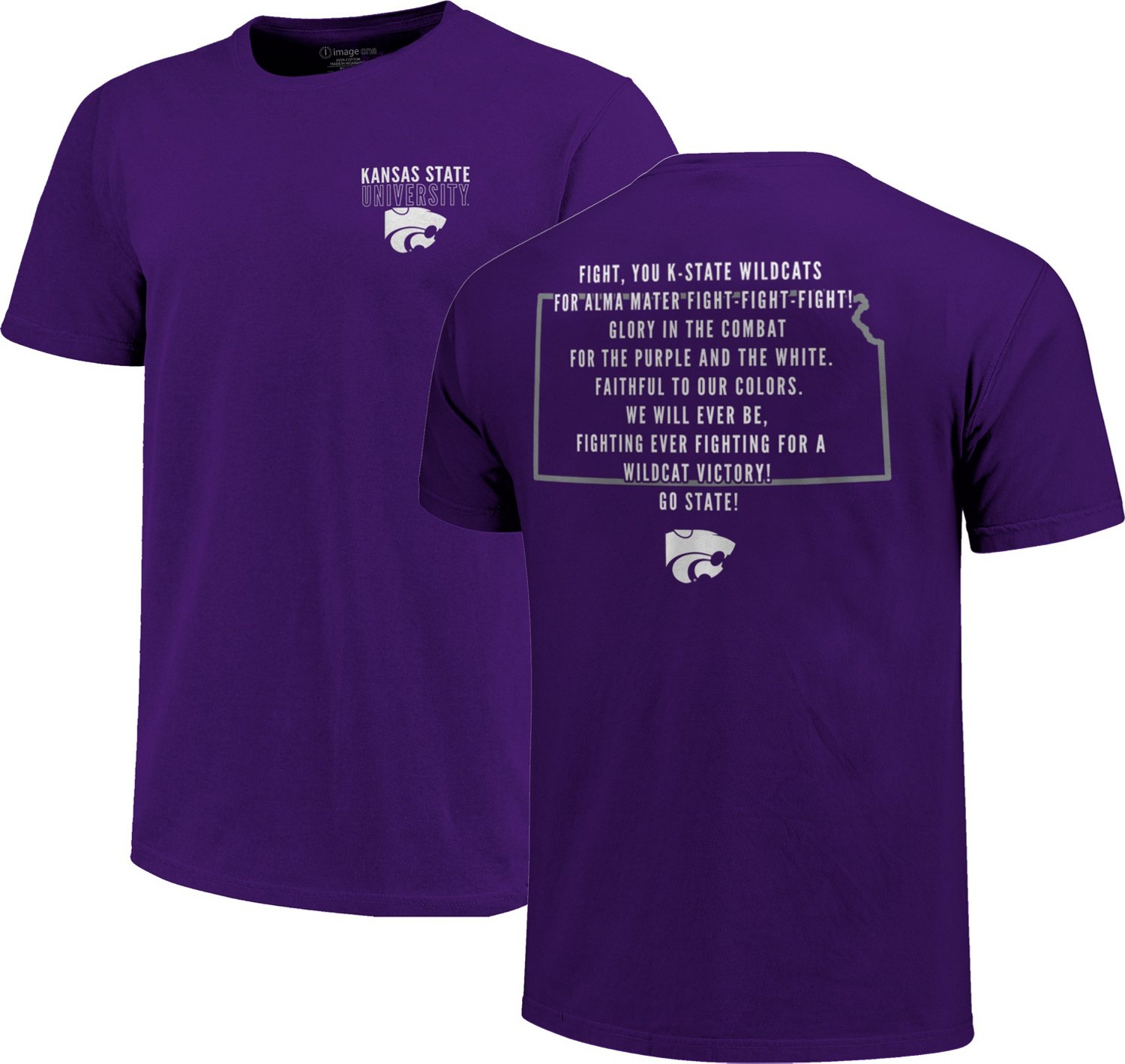 Image One Men's Kansas State University Fight Song State Overlay T-shirt - view number 3